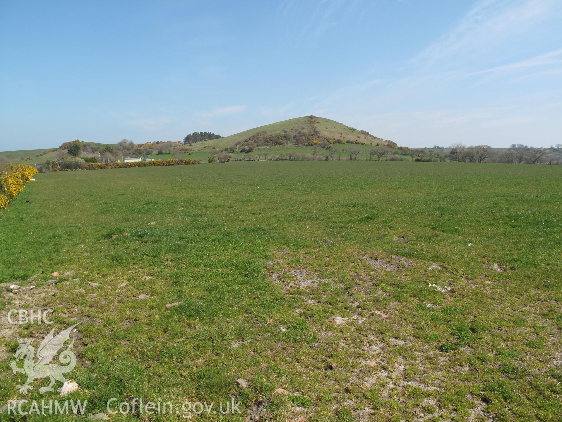 View of Crug Mawr, near Cardigan, from the west, taken by Brian Malaws on 14 April 2010.