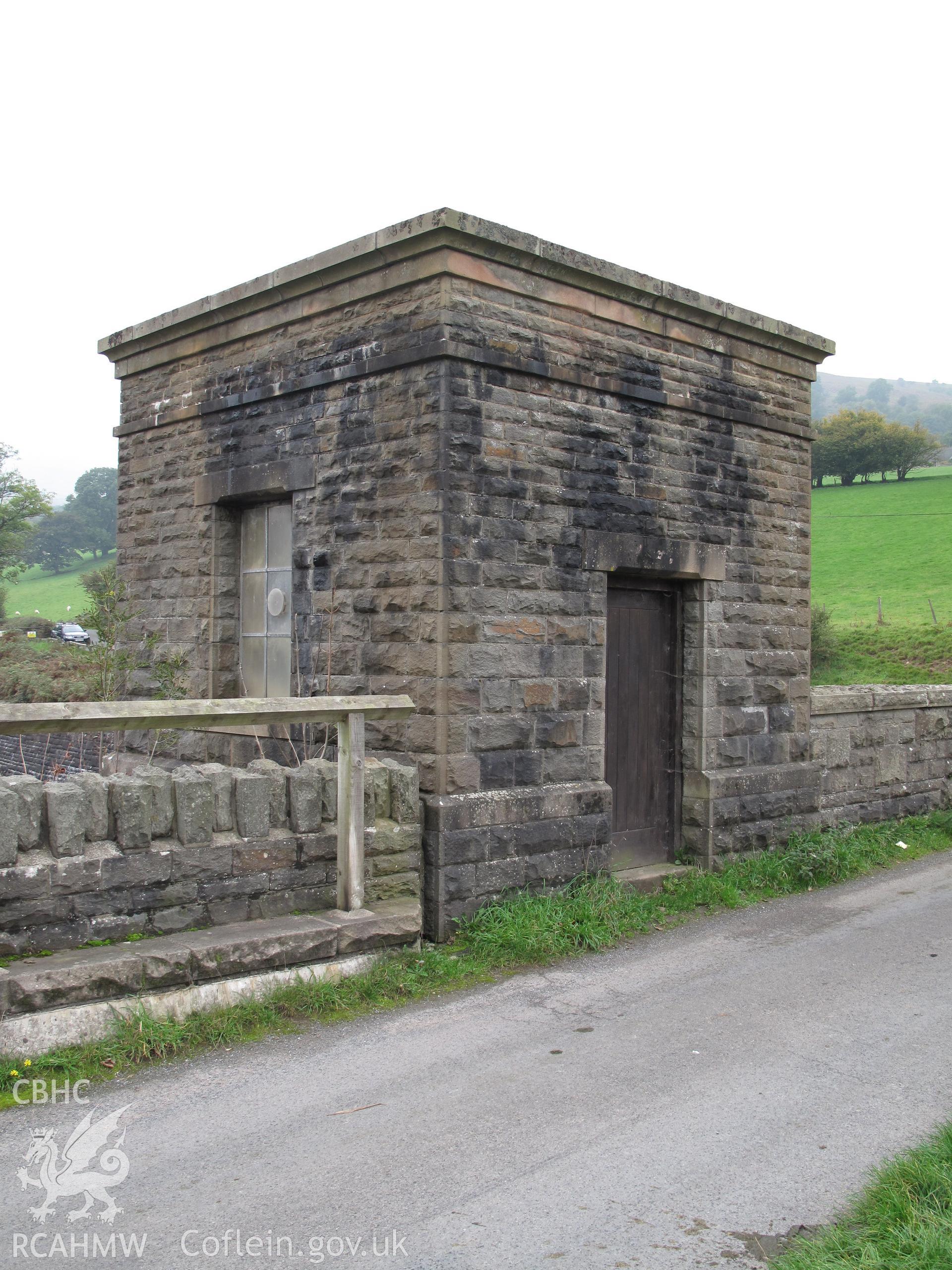 Overflow bridgehouse, Talybont Water Scheme, from the northeast, taken by Brian Malaws on 08 October 2010.