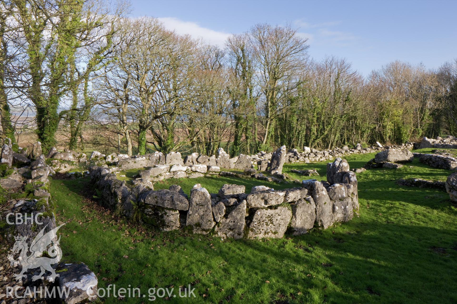 View from the south of the hut circle on the northeast of site.