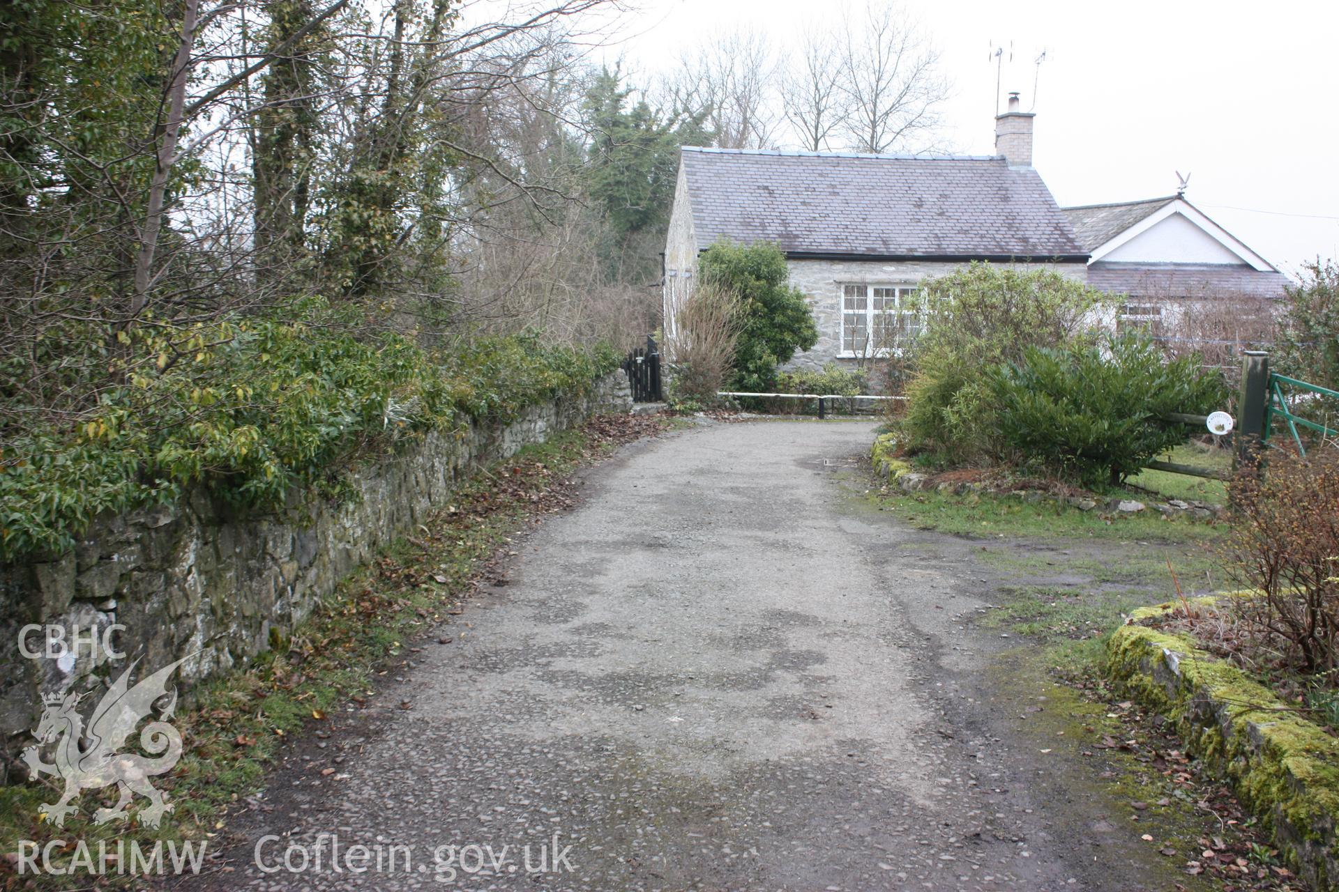 Road at Pen-y-graig, leading from former quarry offices into Froncysyllte village and ultimately to the Telford Road (modern A5). At this point, the road runs past a series of nineteenth century former quarry buildings.