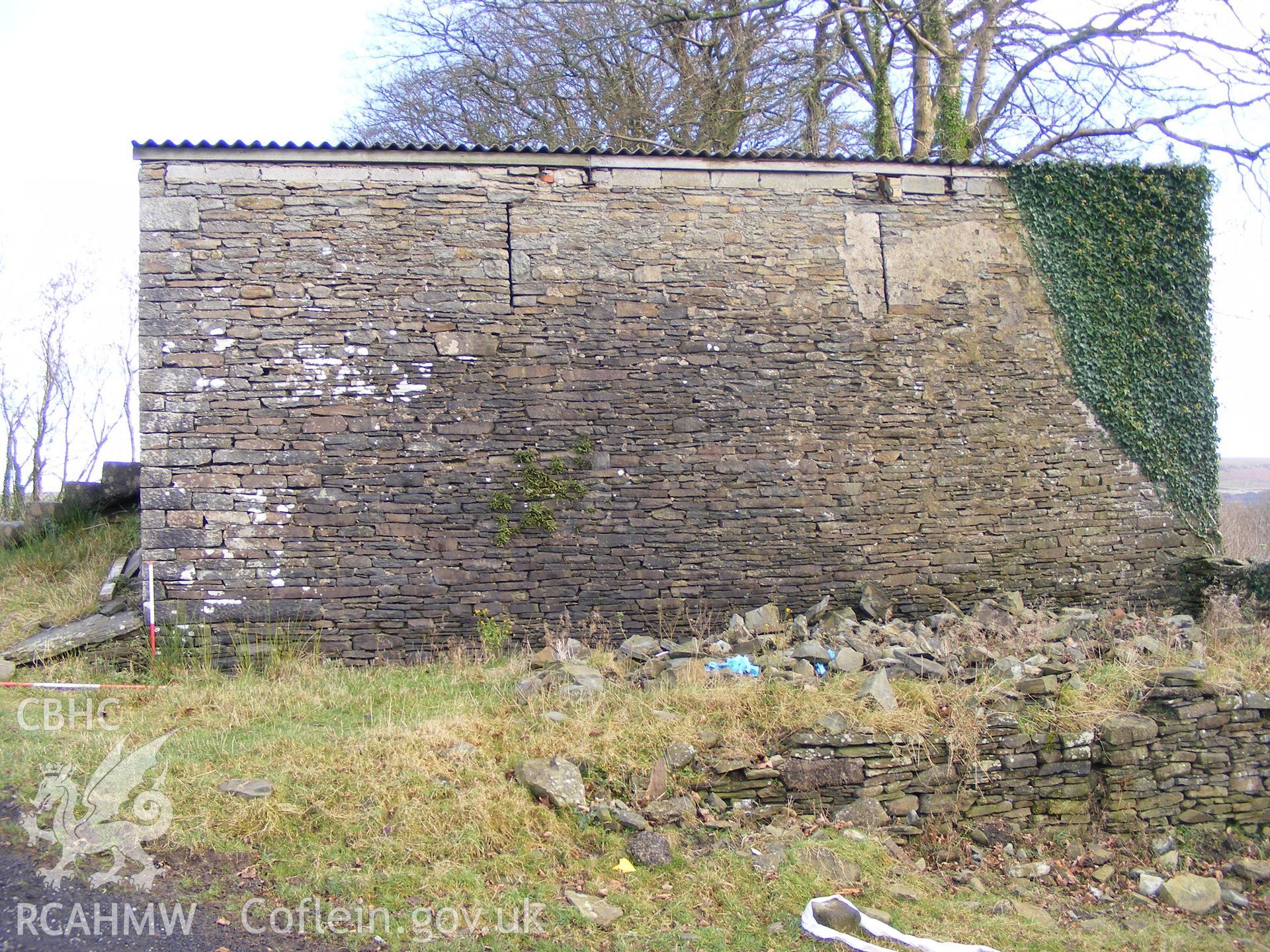 Digital photograph from an archaeological evaluation for a barn conversion and watching brief on a sheepfold at Mynachdy Farm, Ynysybwl December 2008; by S. Mayes and D. Rouse, Archaeological Investigation Ltd.