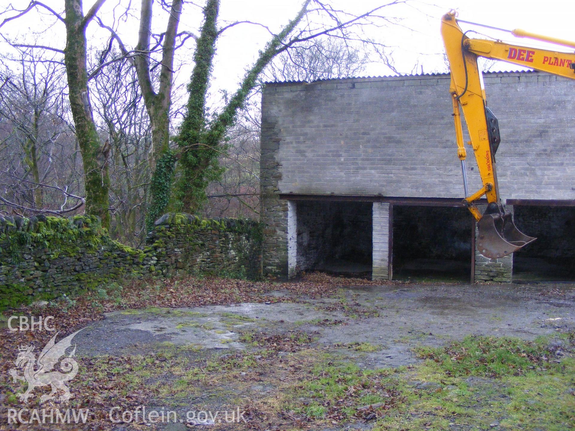 Digital photograph from an archaeological evaluation for a barn conversion and watching brief on a sheepfold at Mynachdy Farm, Ynysybwl December 2008; by S. Mayes and D. Rouse, Archaeological Investigation Ltd.
