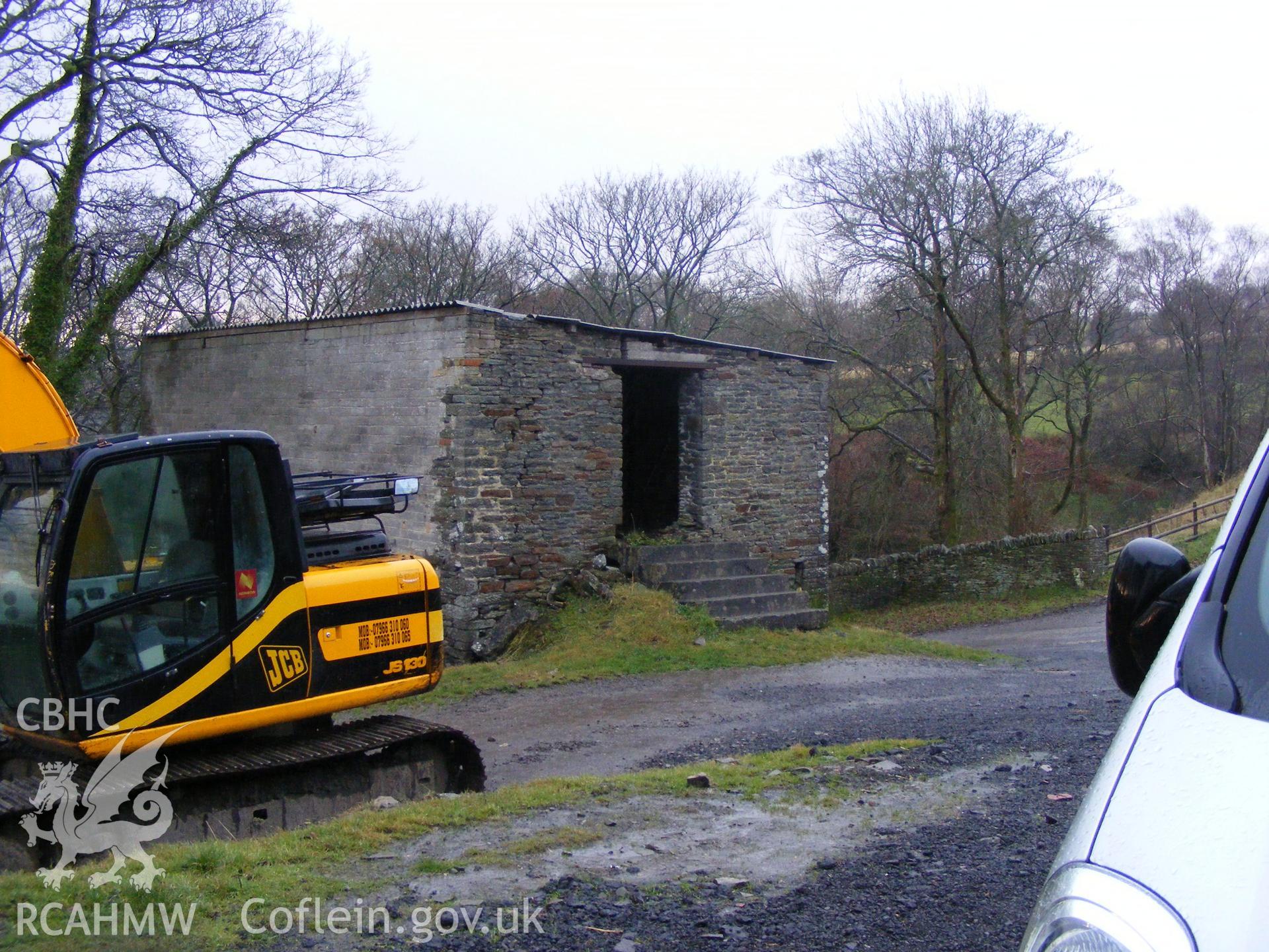 Digital photograph from an archaeological evaluation for a barn conversion and watching brief on a sheepfold at Mynachdy Farm, Ynysybwl December 2008; by S. Mayes and D. Rouse, Archaeological Investigation Ltd.