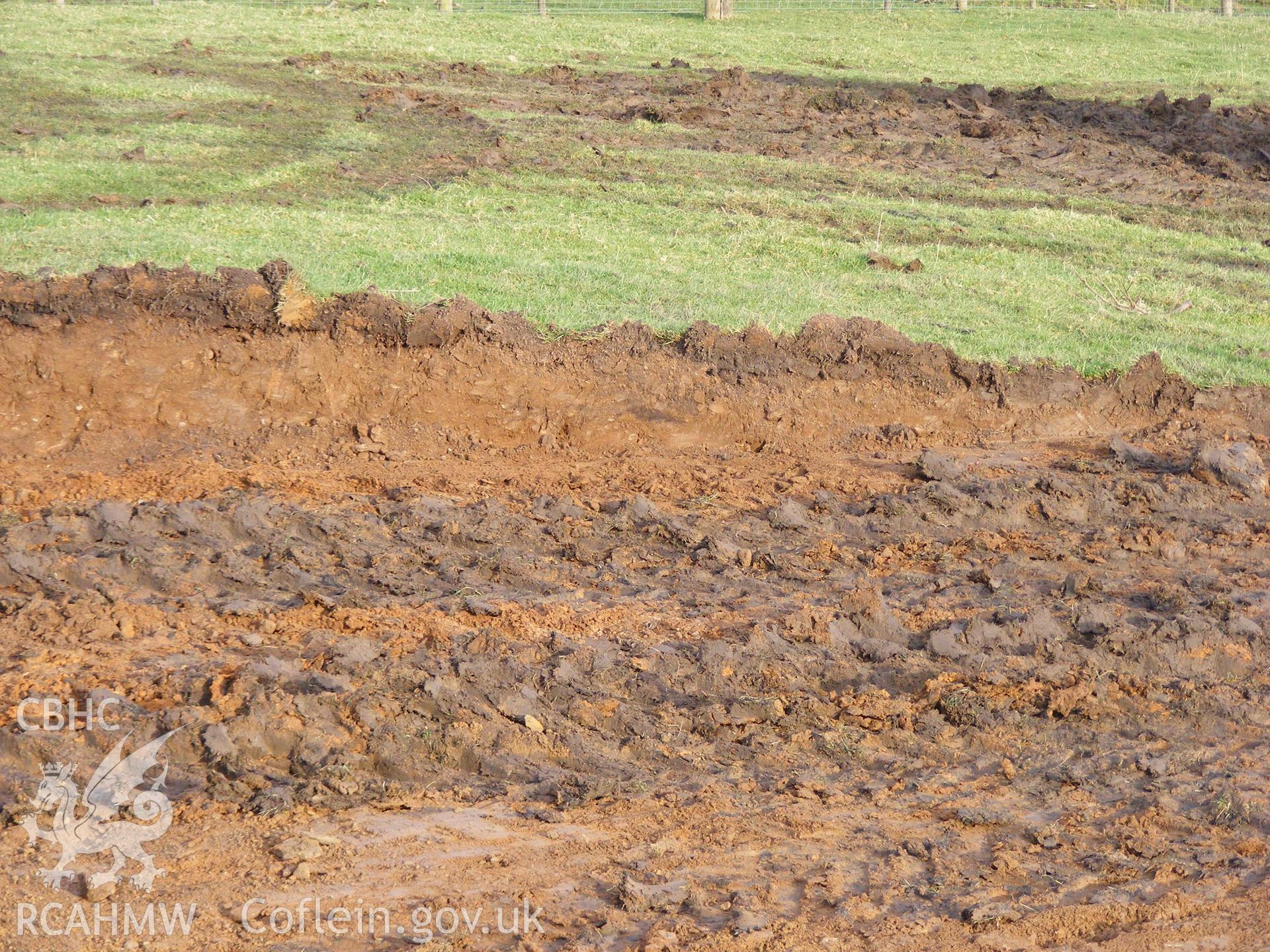 Digital photograph from an archaeological evaluation for a barn conversion and watching brief on a sheepfold at Mynachdy Farm, Ynysybwl December 2008; by S. Mayes and D. Rouse, Archaeological Investigation Ltd.