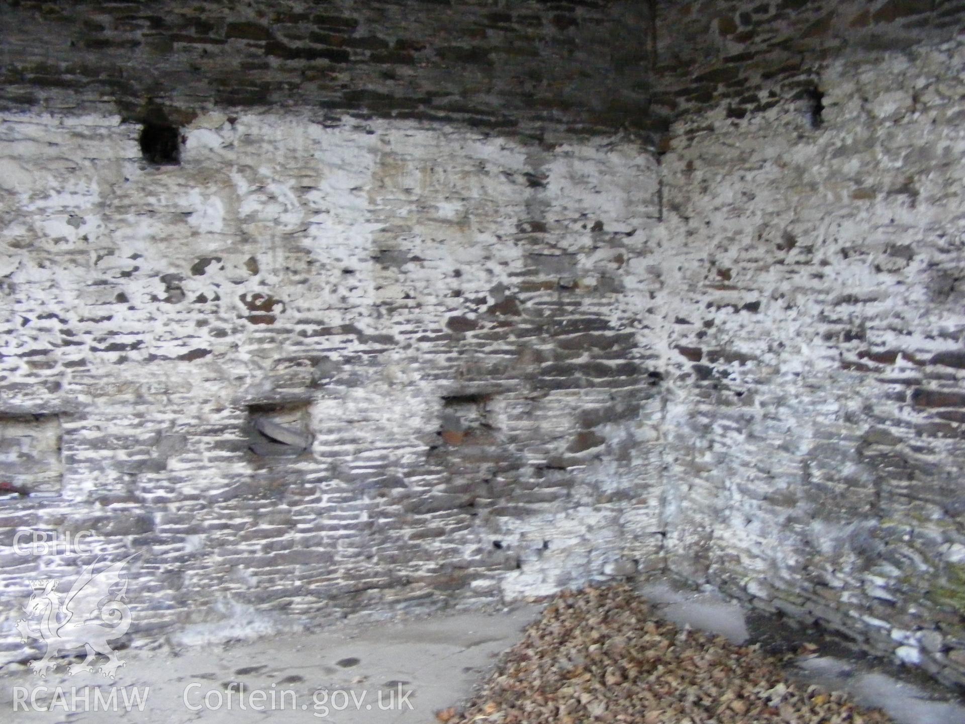 Digital photograph from an archaeological evaluation for a barn conversion and watching brief on a sheepfold at Mynachdy Farm, Ynysybwl December 2008; by S. Mayes and D. Rouse, Archaeological Investigation Ltd.