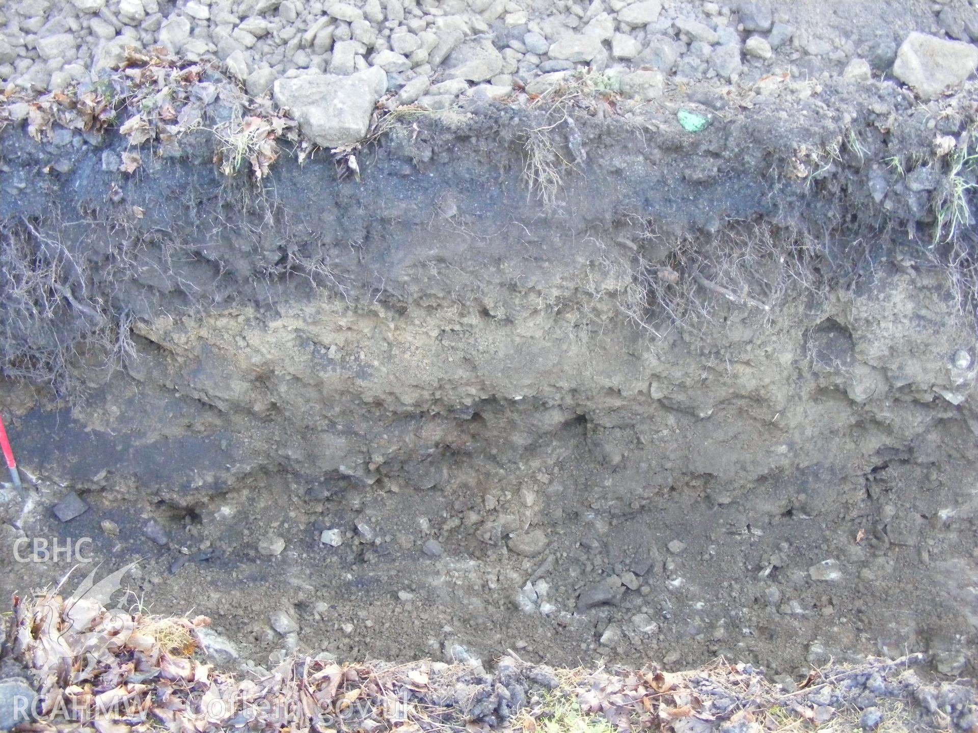 Digital photograph from an archaeological evaluation for a barn conversion and watching brief on a sheepfold at Mynachdy Farm, Ynysybwl December 2008; by S. Mayes and D. Rouse, Archaeological Investigation Ltd.