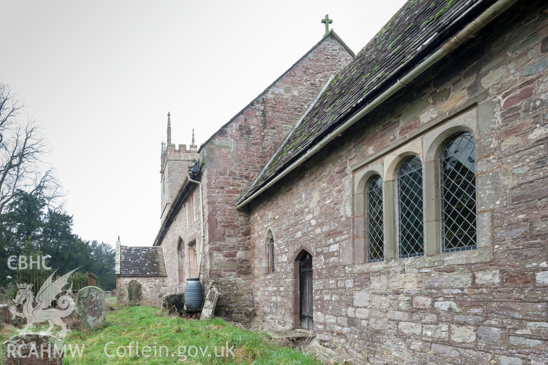 Oblique view of church from the east