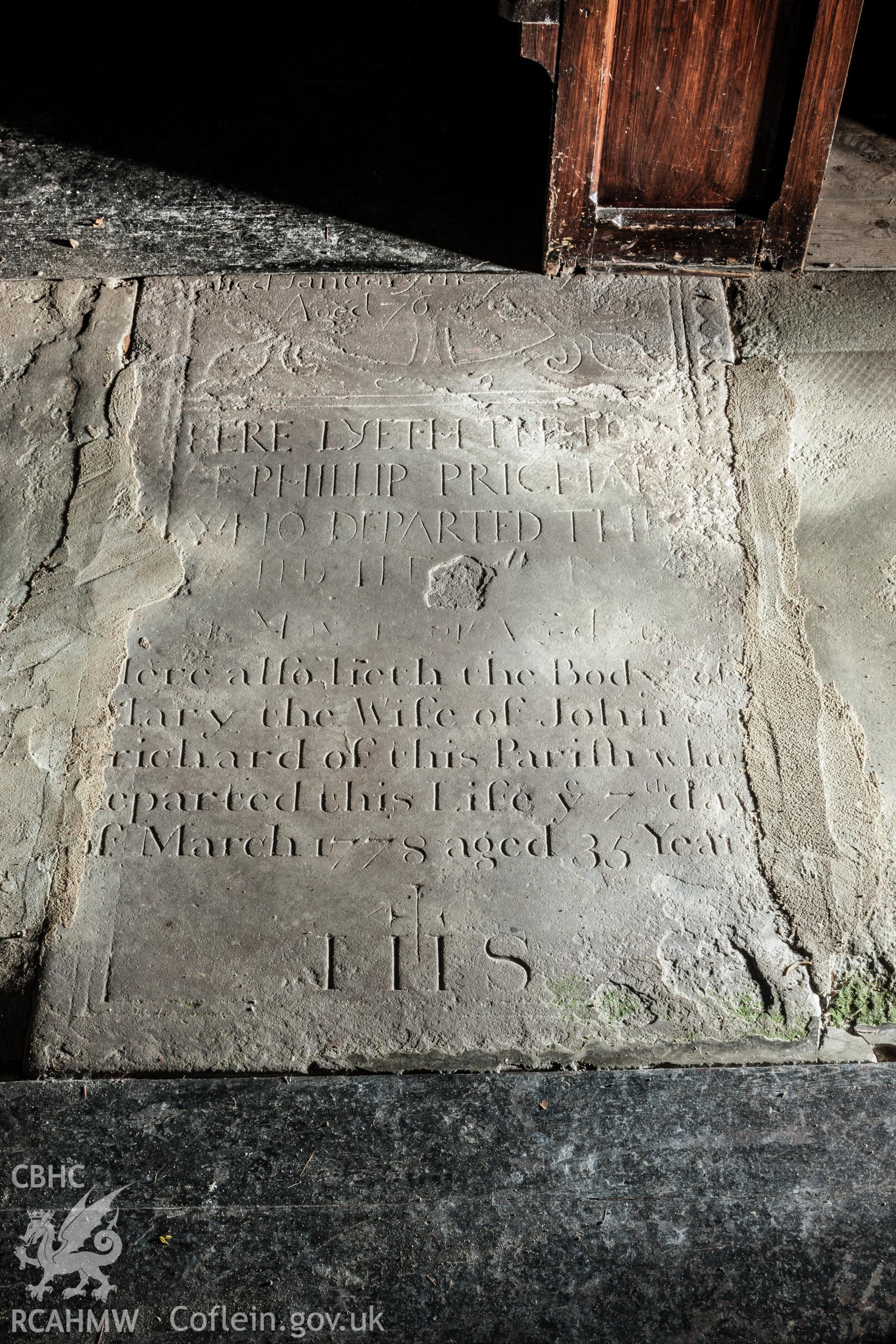 Re-used grave slab, with cut-off cross