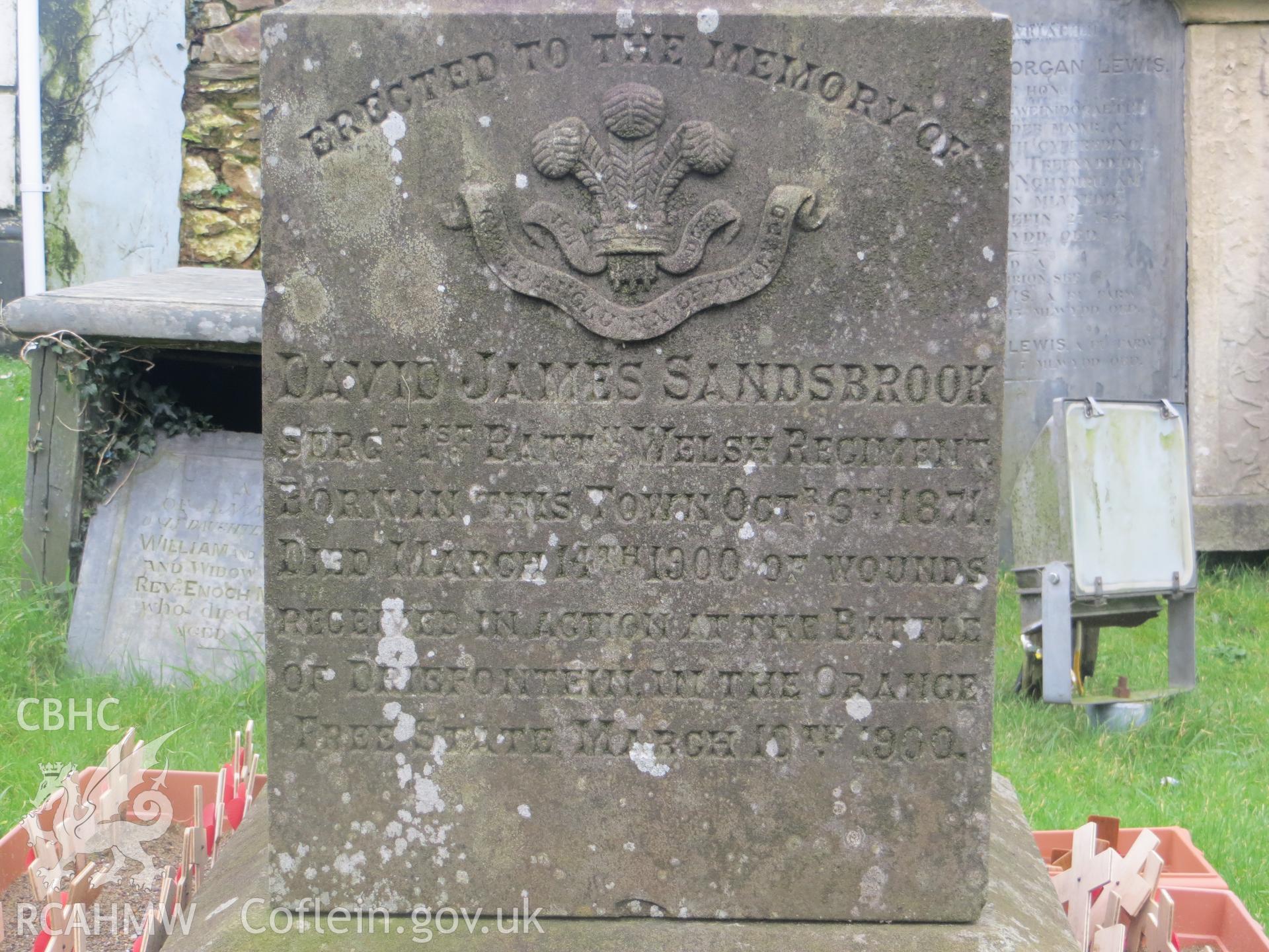 View of pedestal inscription.