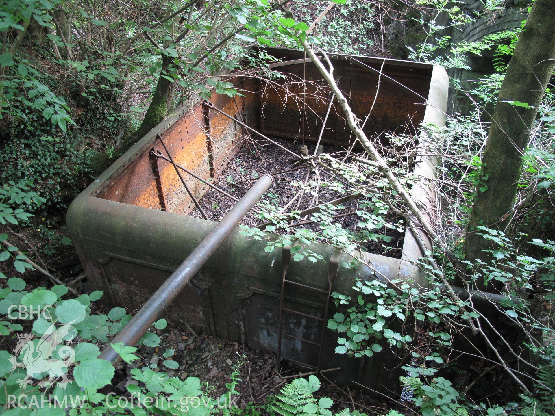 Locomotive water tank at Pont Llanio Railway Station viewed from the north.