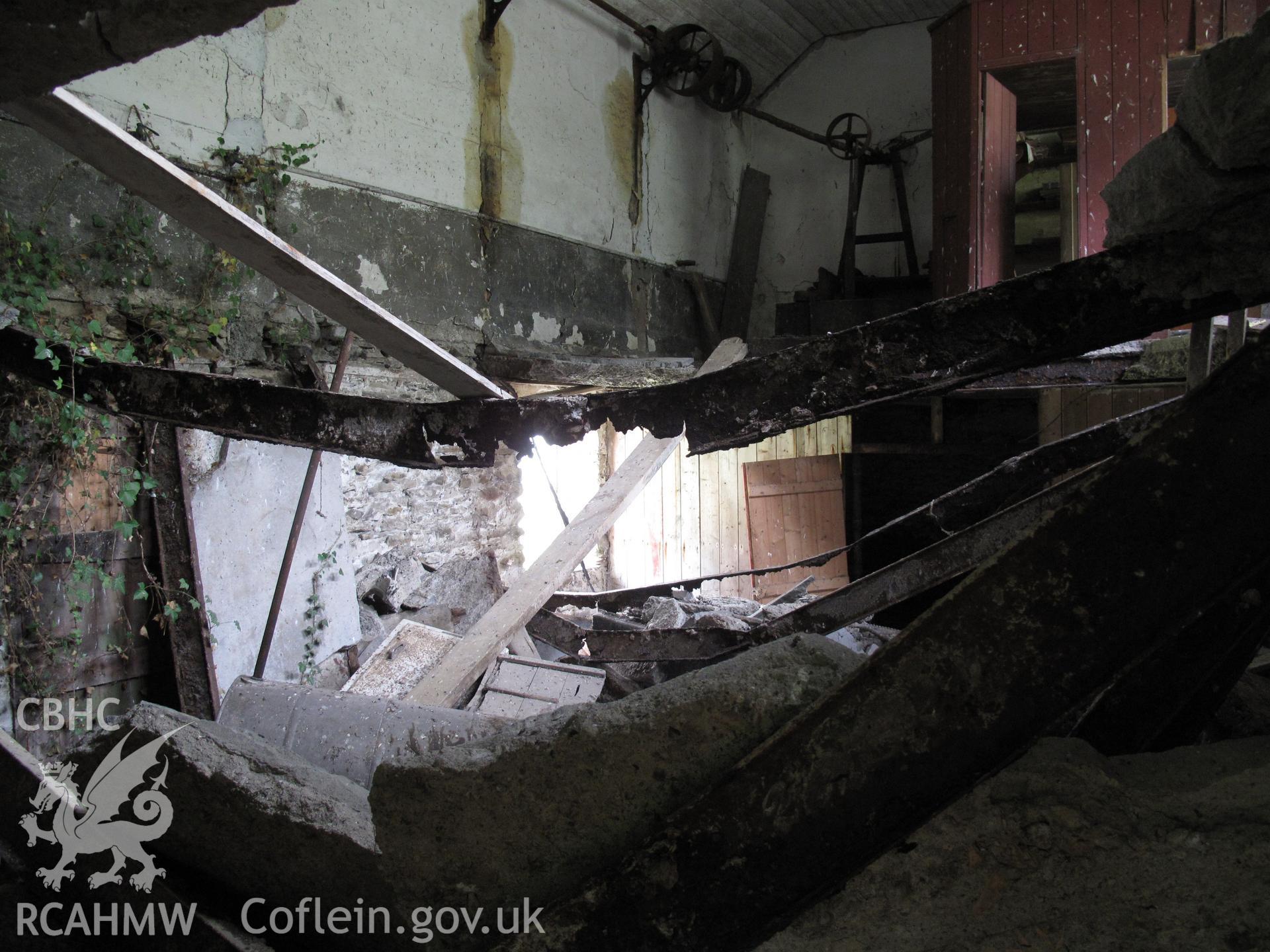 Interior view from the northeast, Pont Llanio Old Milk Factory.