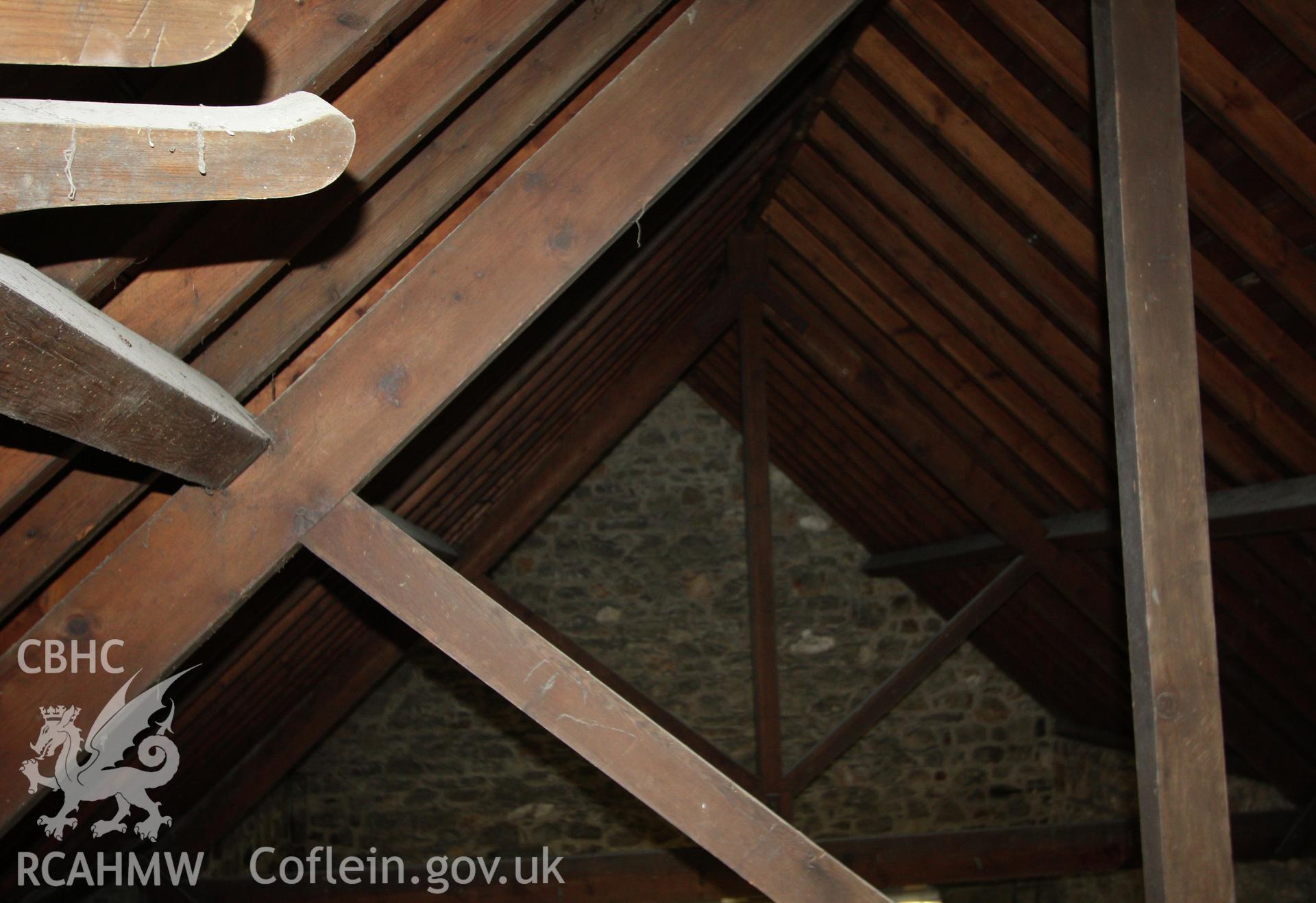 Interior of Castle Sands lifeboat station, detail of roof structure
