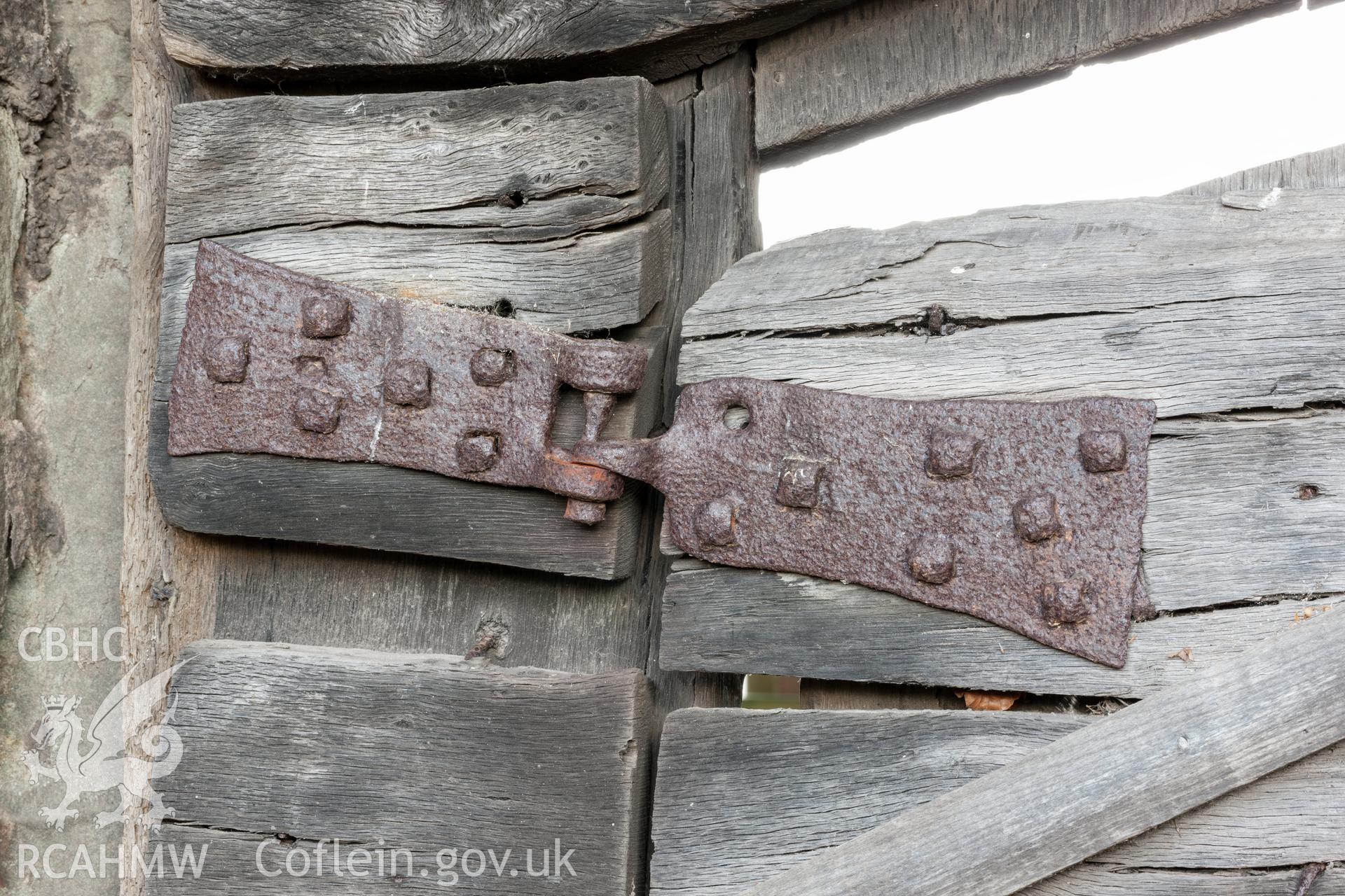 Detail of hinge on door