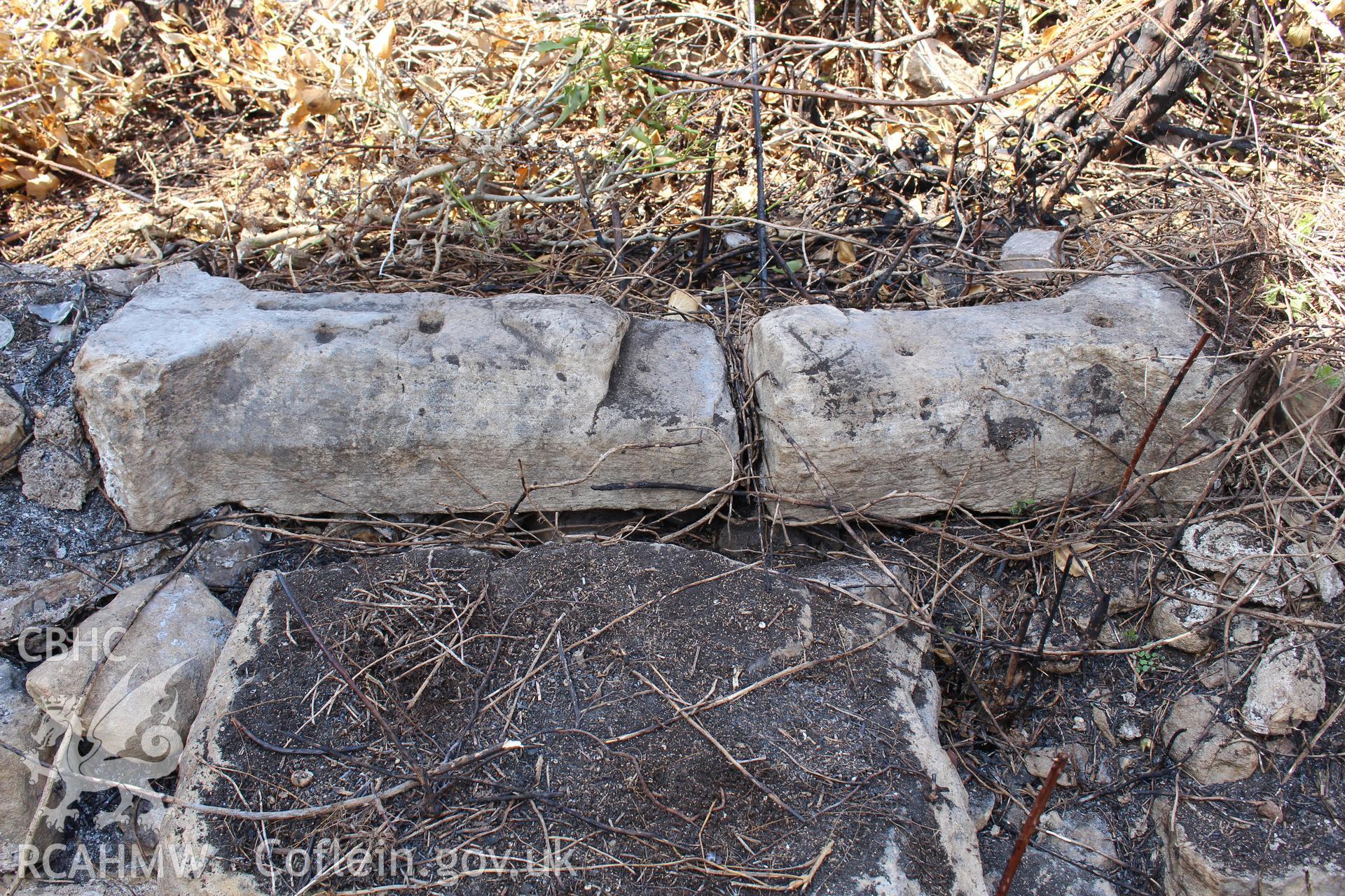 Sudbrook Chapel, June 2015. North chancel window base and reveal.