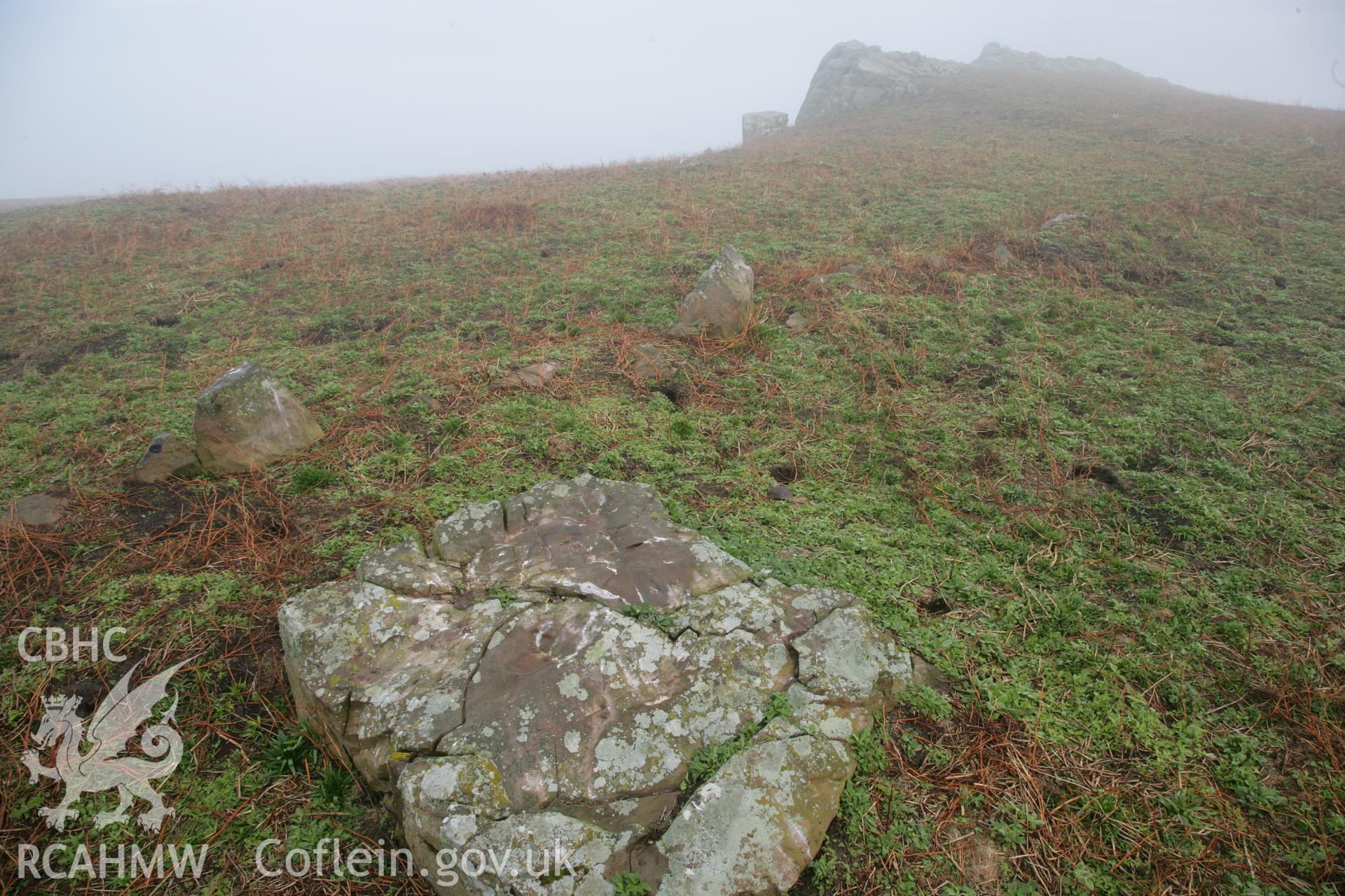 SUB-MEGALITHIC SITE NEAR TO NORTH STREAM, SKOMER ISLAND, wide view looking north-east