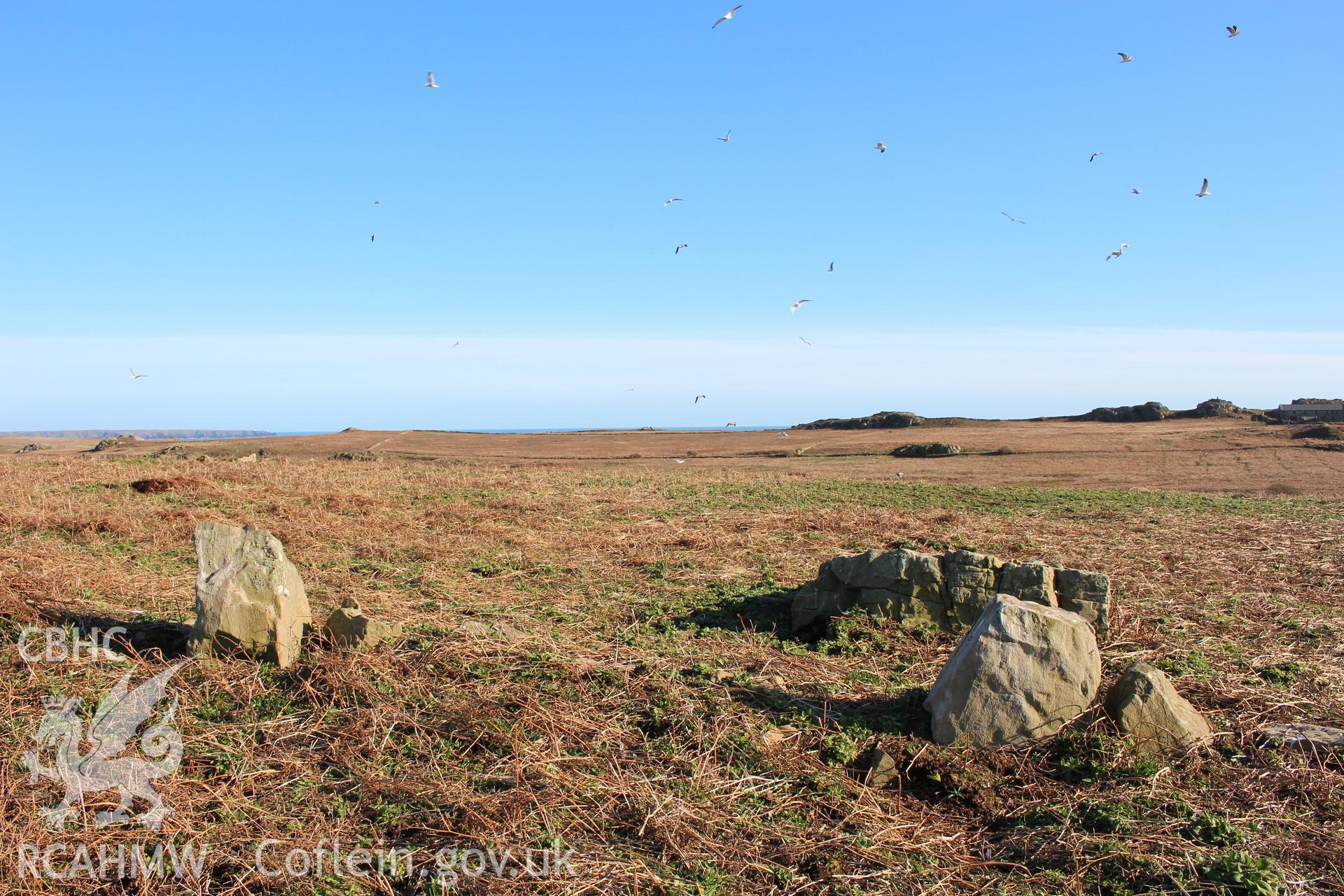 SUB-MEGALITHIC SITE NEAR TO NORTH STREAM, SKOMER ISLAND, view from north-west