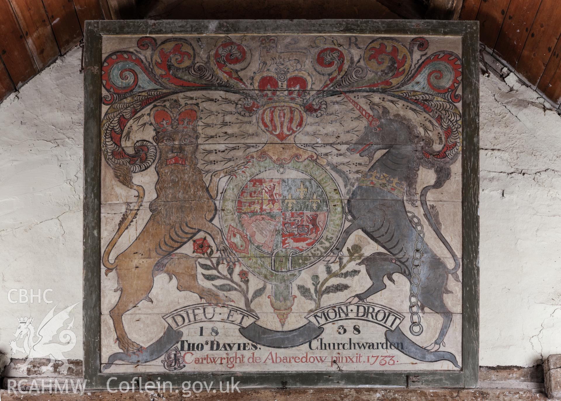 Painted panel, Royal coat of arms, west end