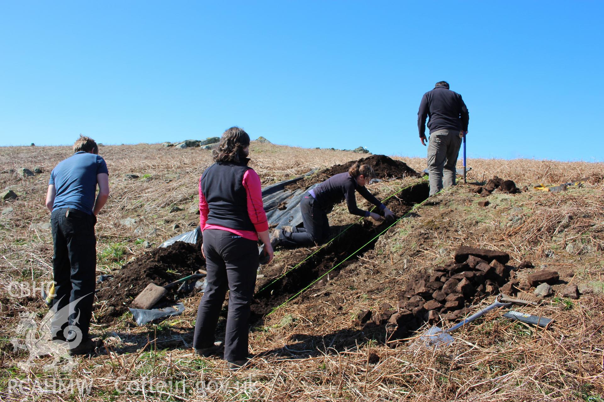 Skomer Island, excavation of a prehistoric lynchet associated with the North Stream Settlement 2016, general view from south-east