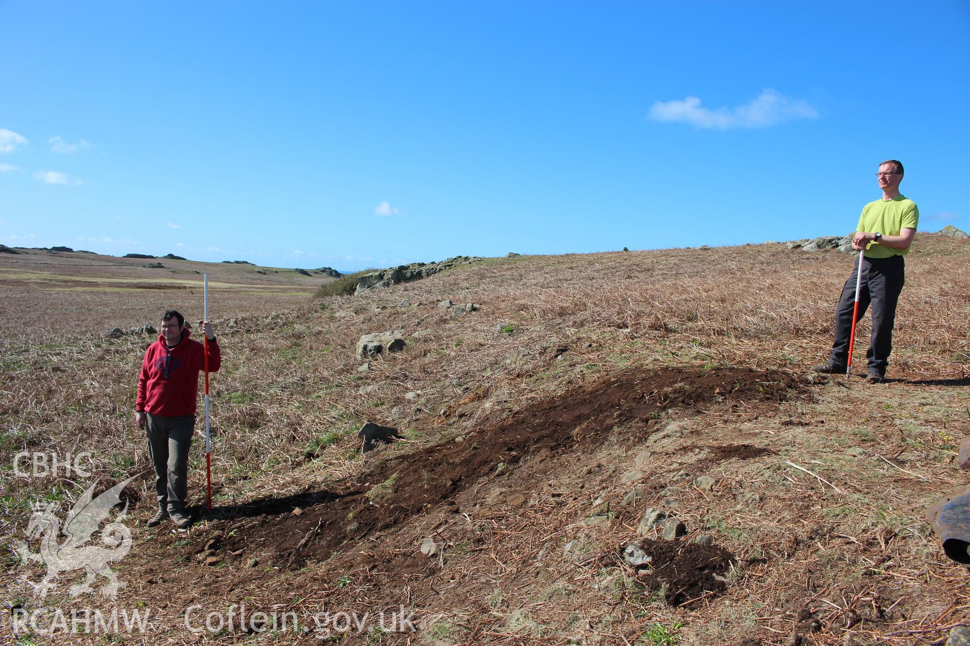 Skomer Island, excavation of a prehistoric lynchet associated with the North Stream Settlement 2016, post excavation view from east