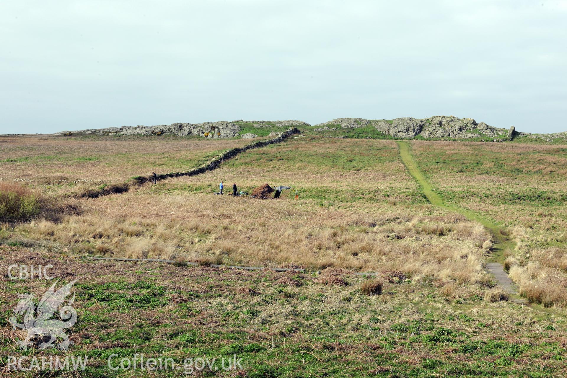 Skomer Island 2017. Long view of excavation trench from the south, near South Stream.