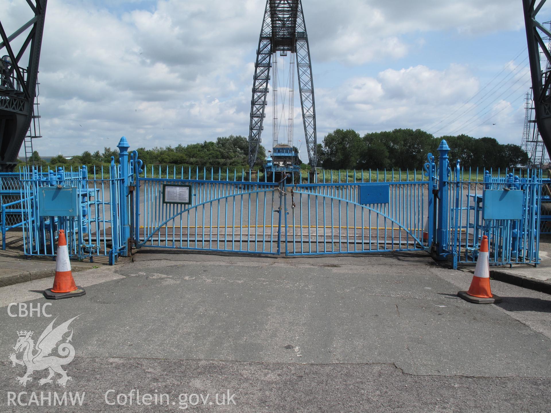 View of the western gates, Newport Transporter Bridge.