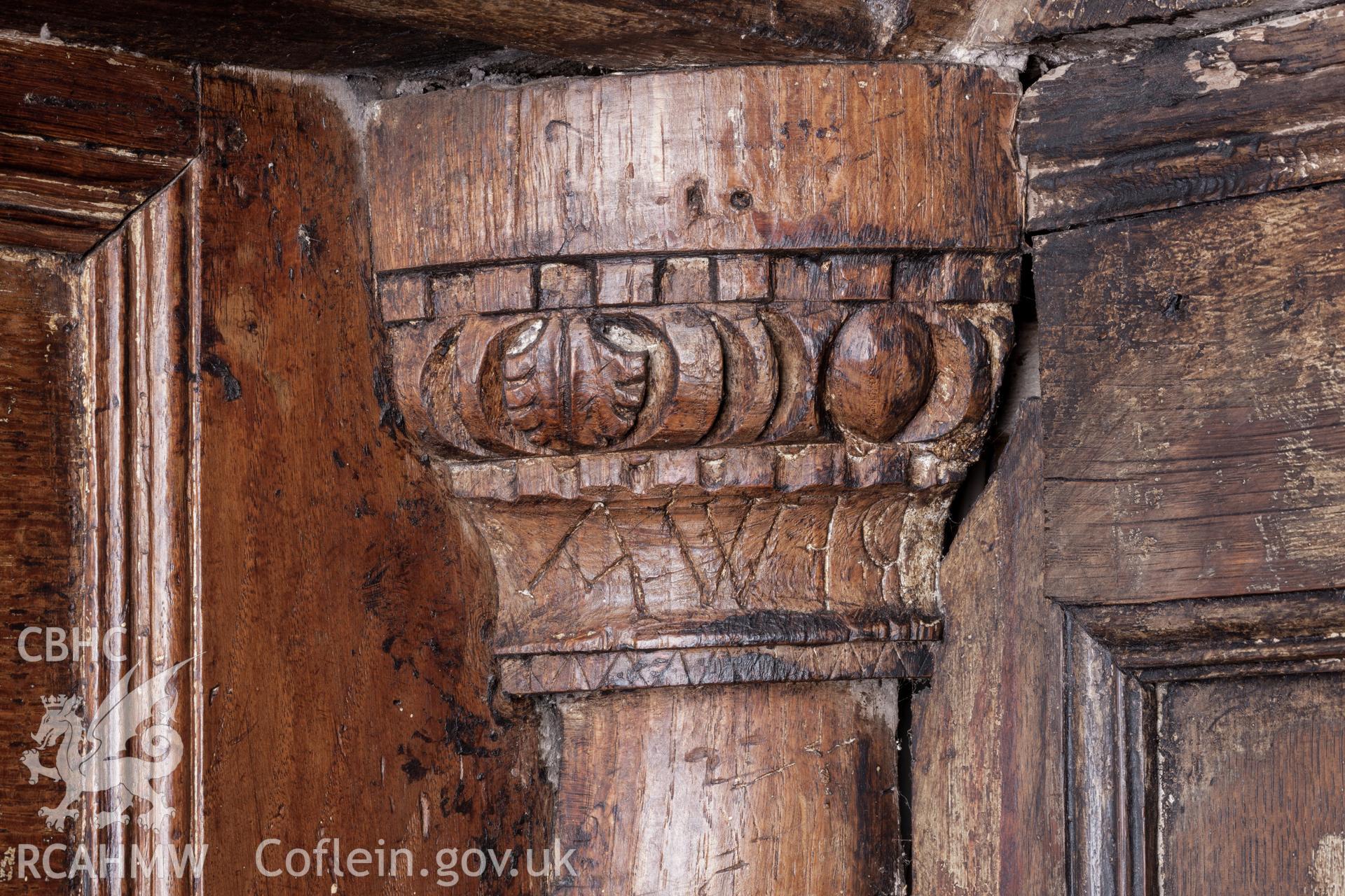 Detail of inscription on column bosses