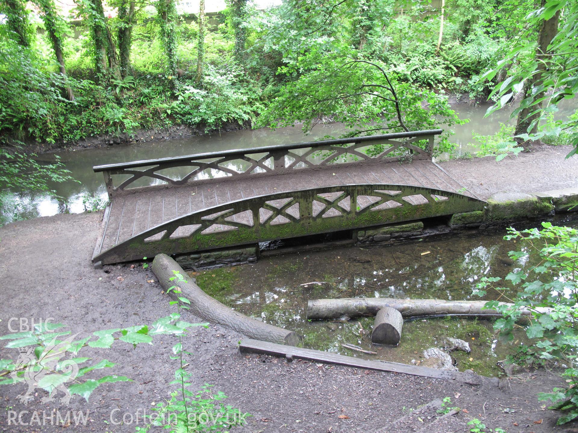 View from the northeast of the Glamorganshire Canal towing path bridge at Melingriffith.