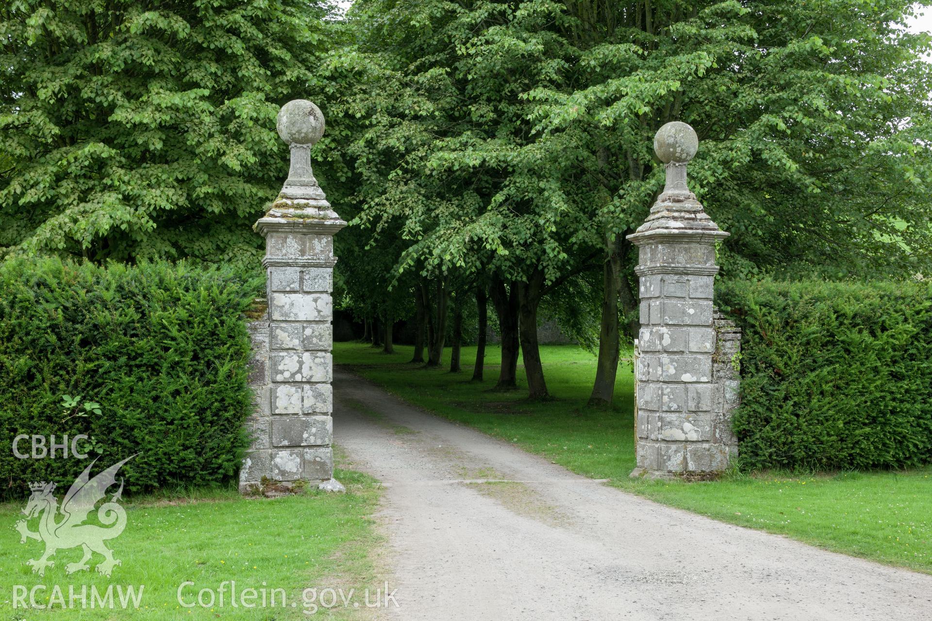 Entrance gate piers from the northwest