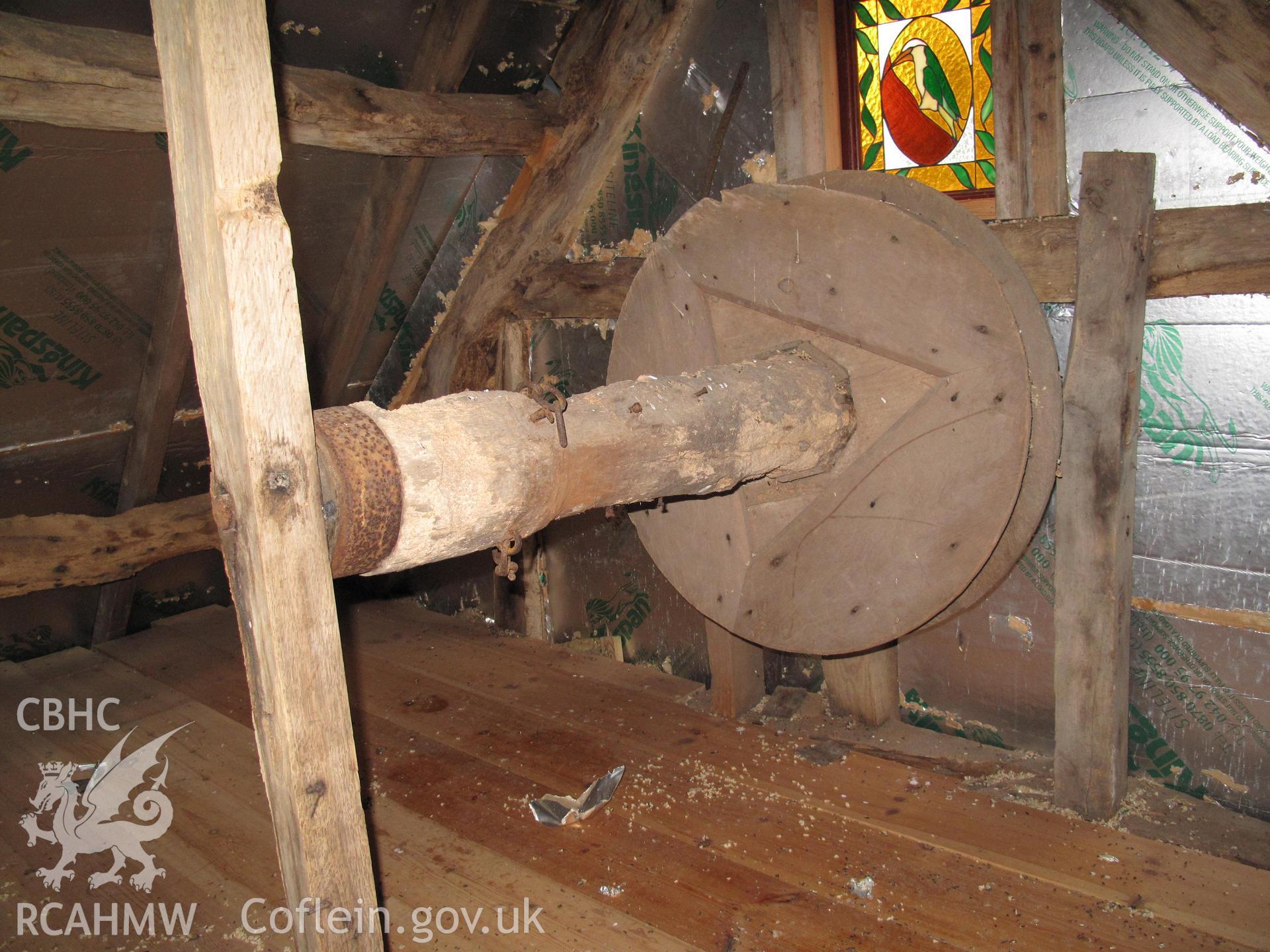 Sack hoist in Great Cantel Mill, Llanbister.