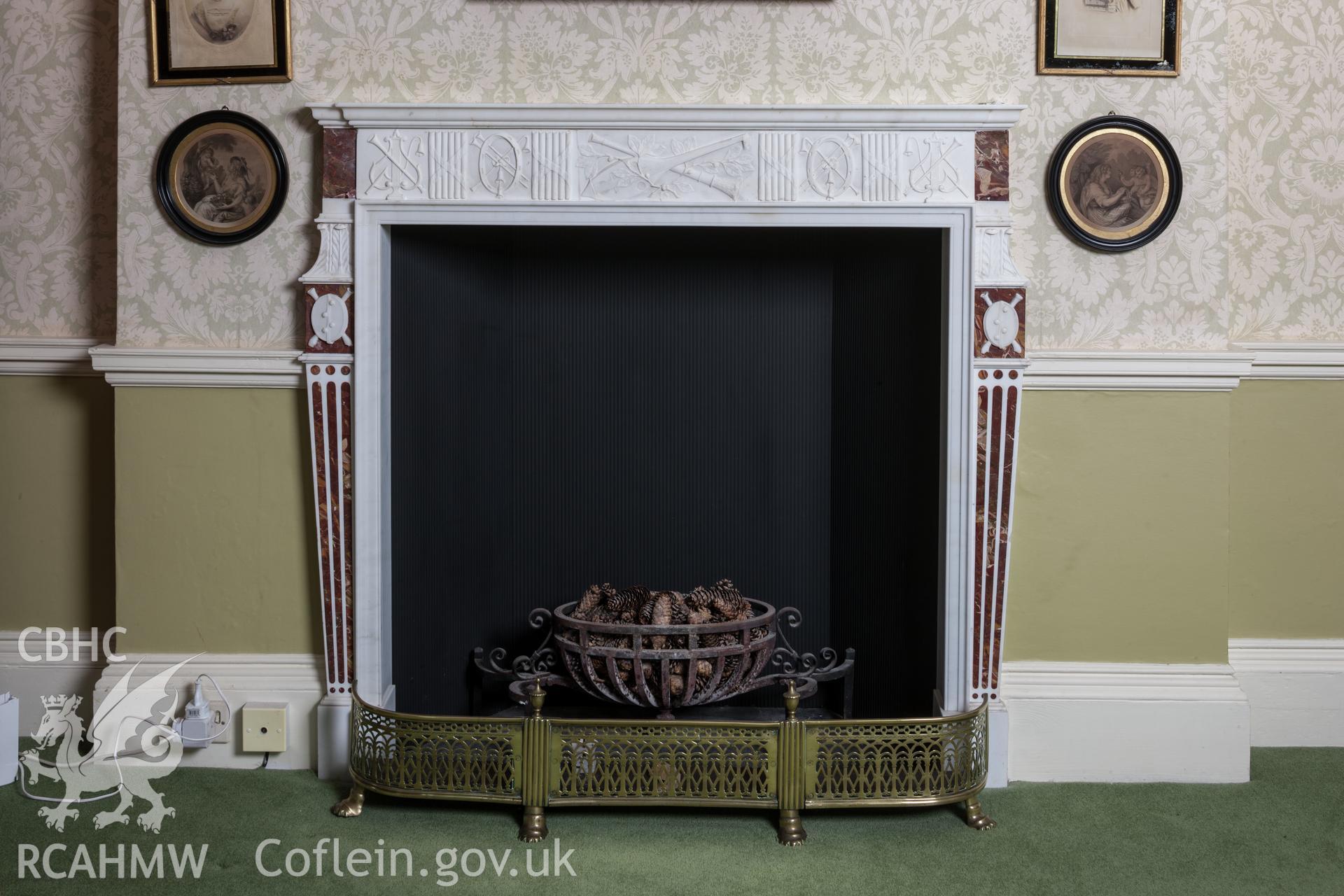 Fireplace in southwest corner bedroom, former music room