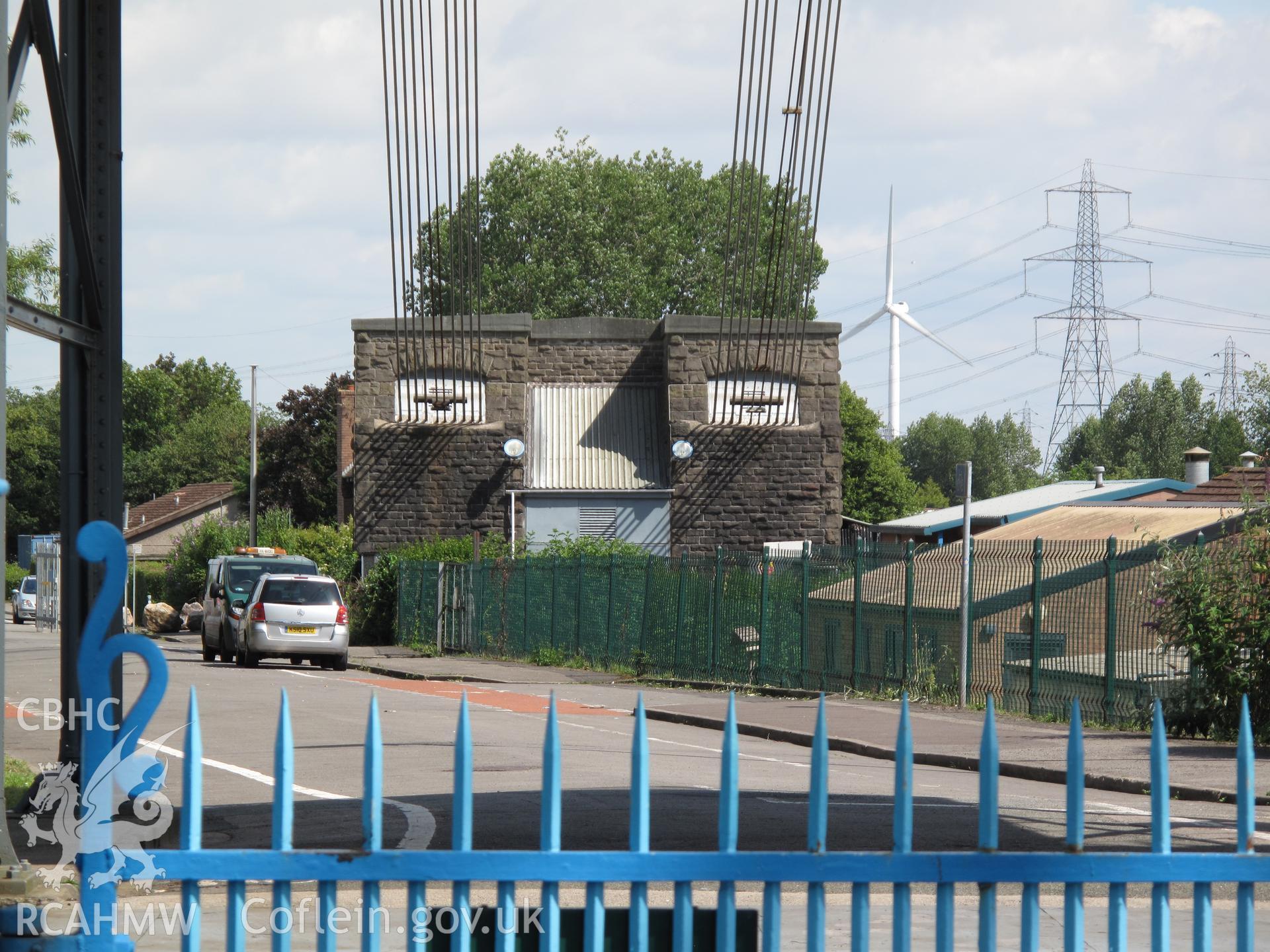 View of the eastern cable anchorage, Newport Transporter Bridge.