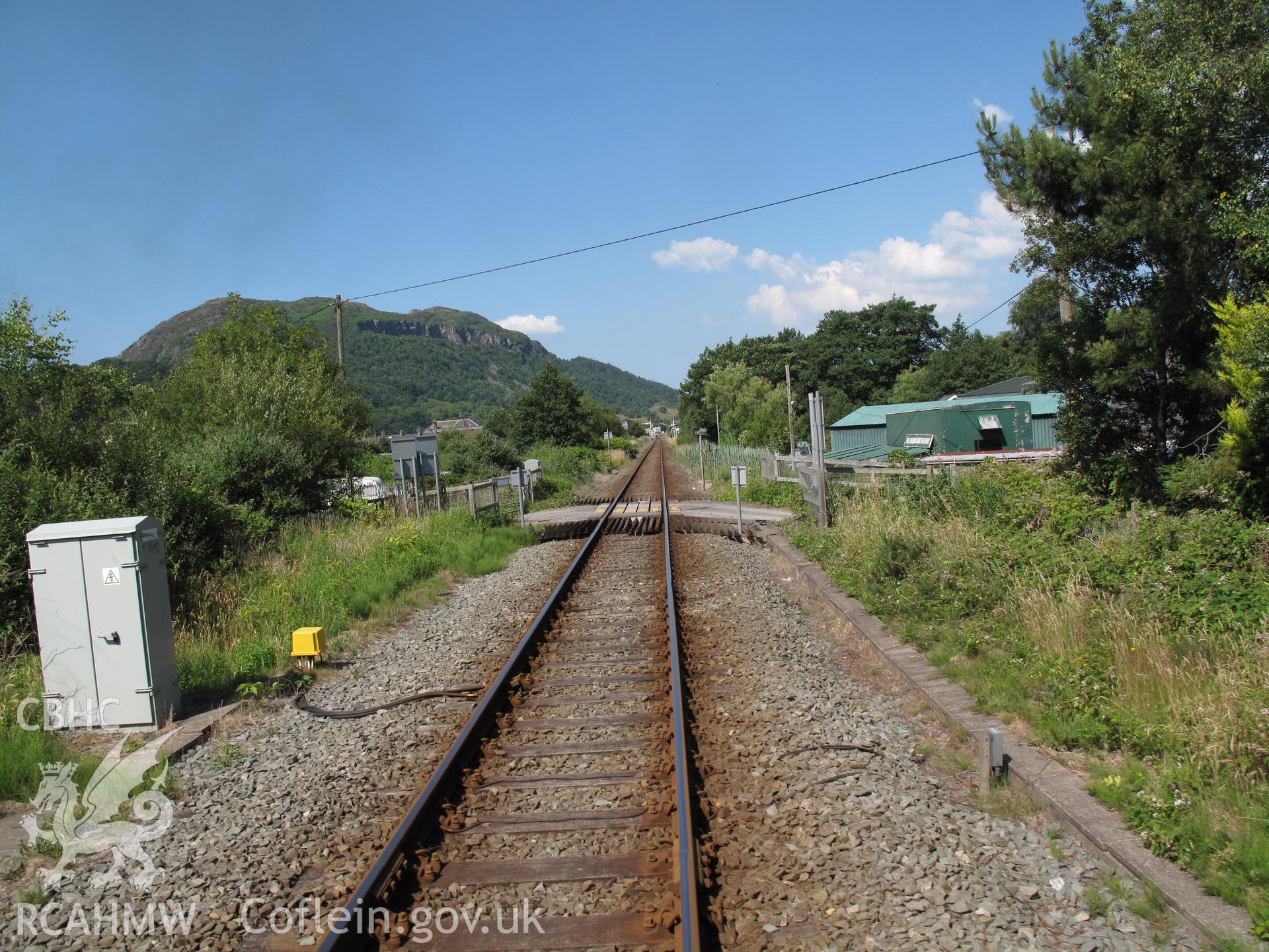 Cambrian Coast Line, from the Welsh Highland Railway crossing, looking west.