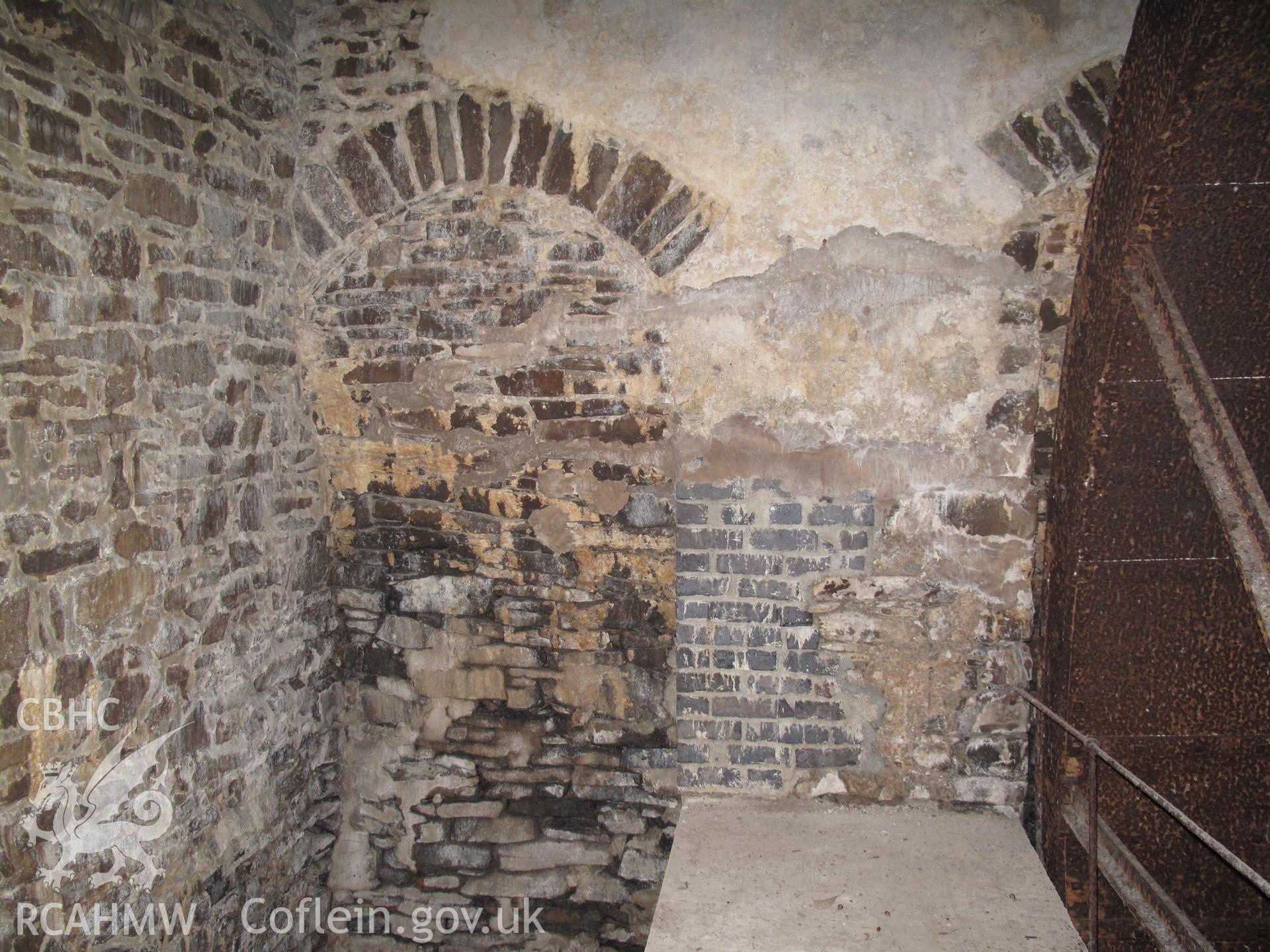 Blocked wall by waterwheels, Furnace Mill, Bodnant.