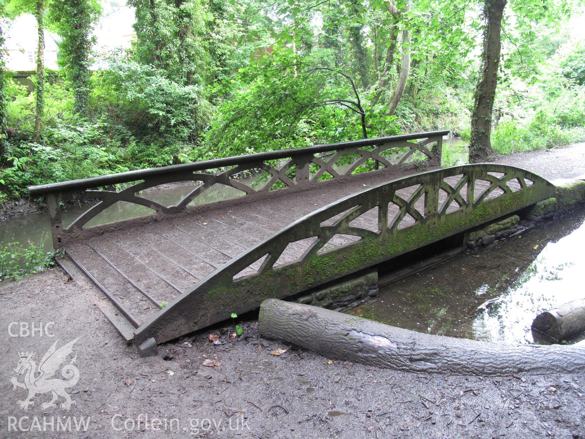 View from the east of the Glamorganshire Canal towing path bridge at Melingriffith.