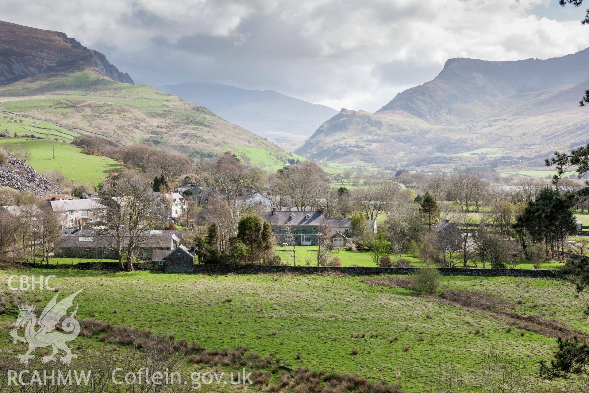 Distant view of Ty Mawr in it's landscape setting from the west