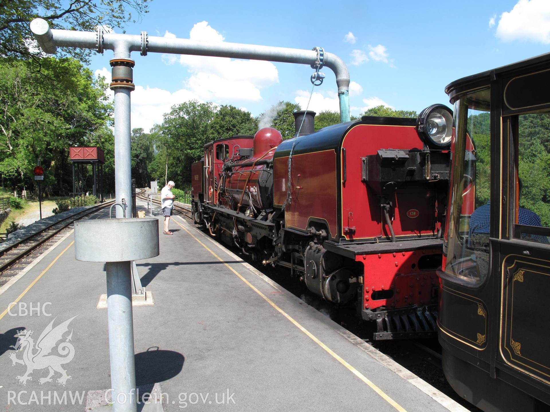 Ex-SAR NGG 16 Class Beyer-Peacock Garratt no. 138 taking on water at Beddgelert Station, Welsh Highland Railway.