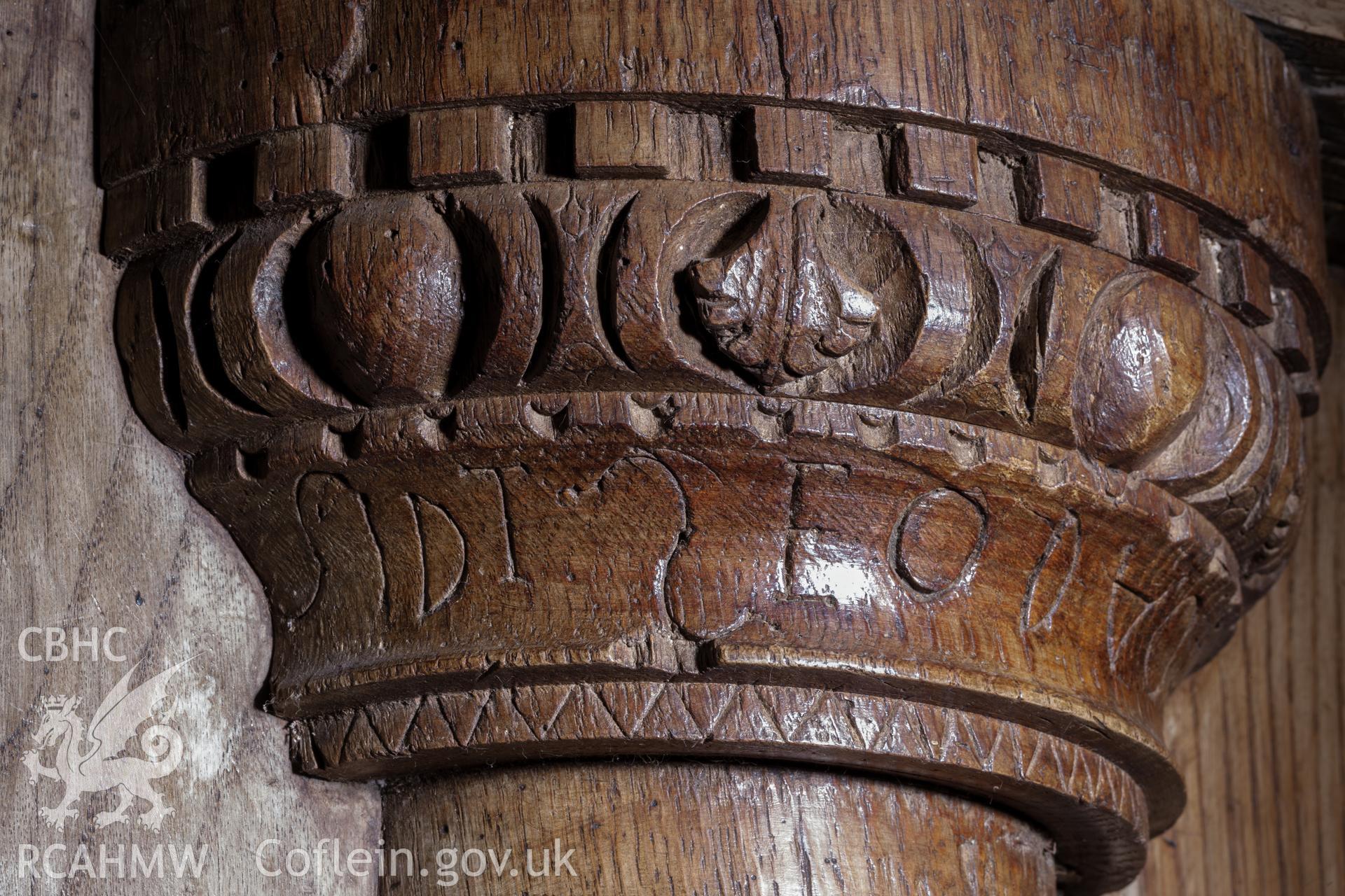 Detail of inscription on column bosses