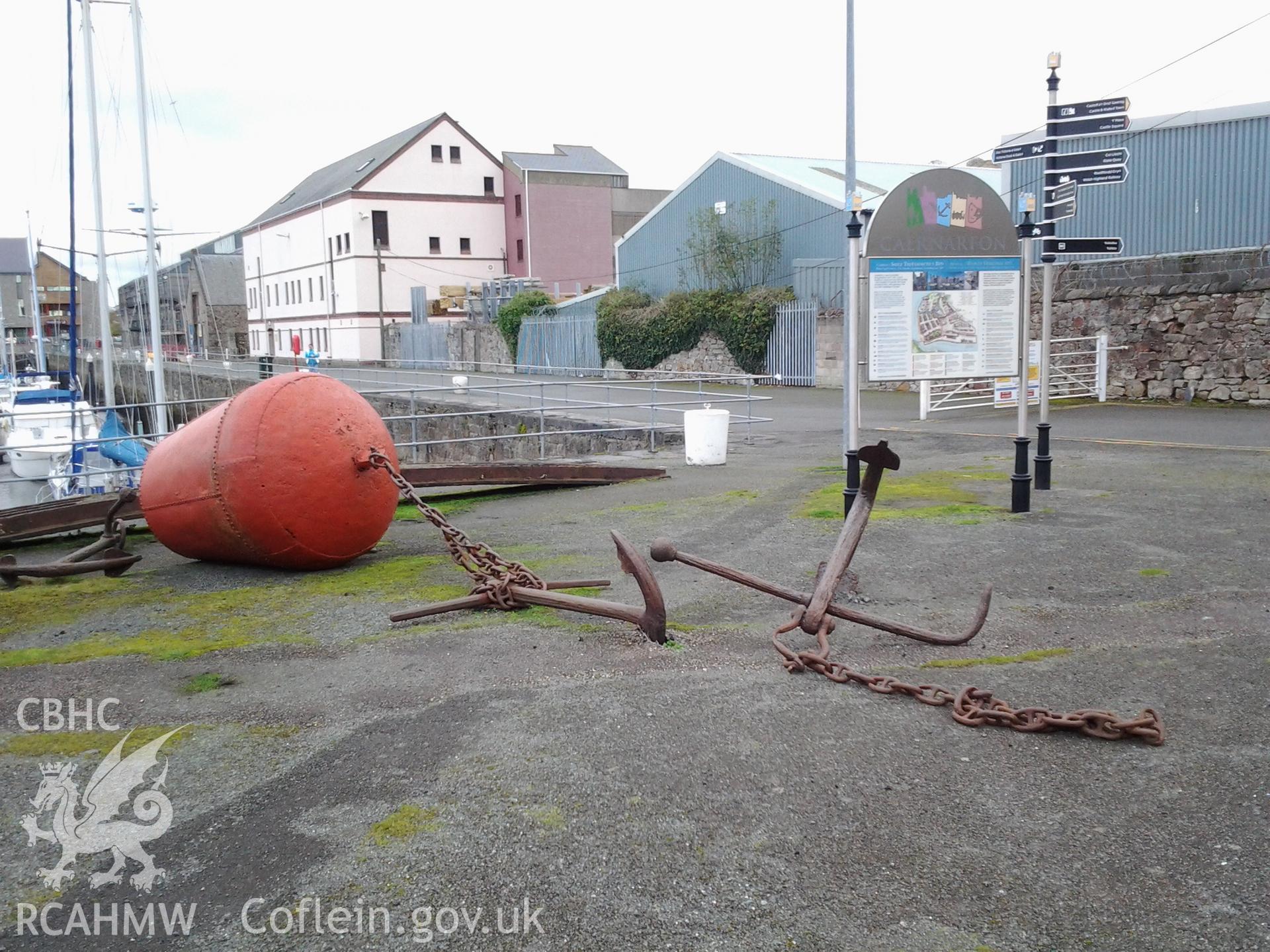 Menai Strait navigation buoy with anchors