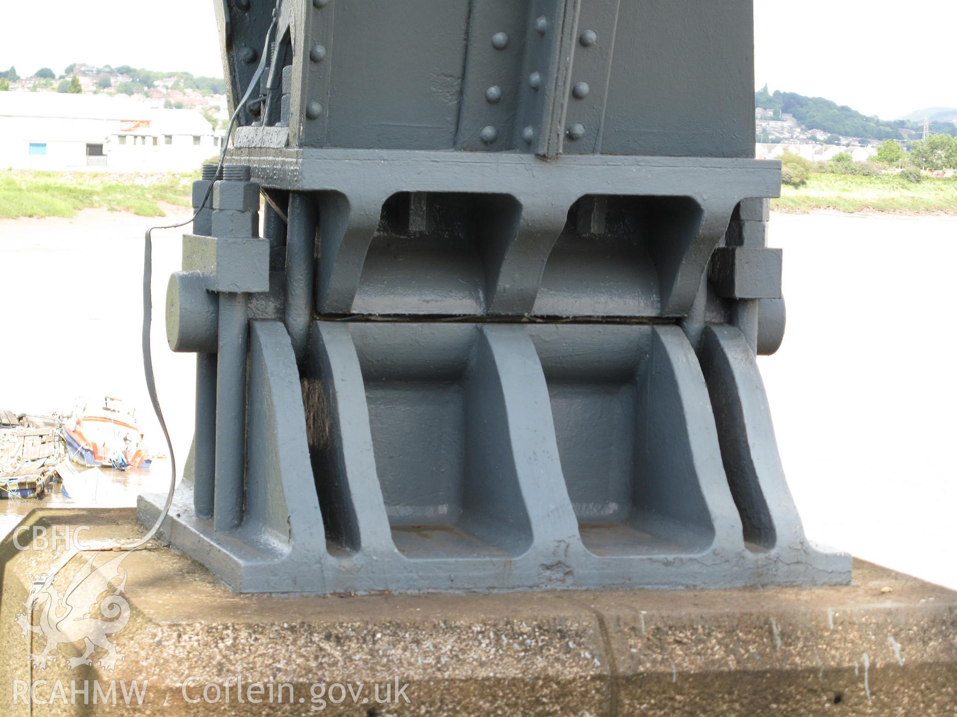 Detail of western pylon hinged joint, Newport Transporter Bridge.