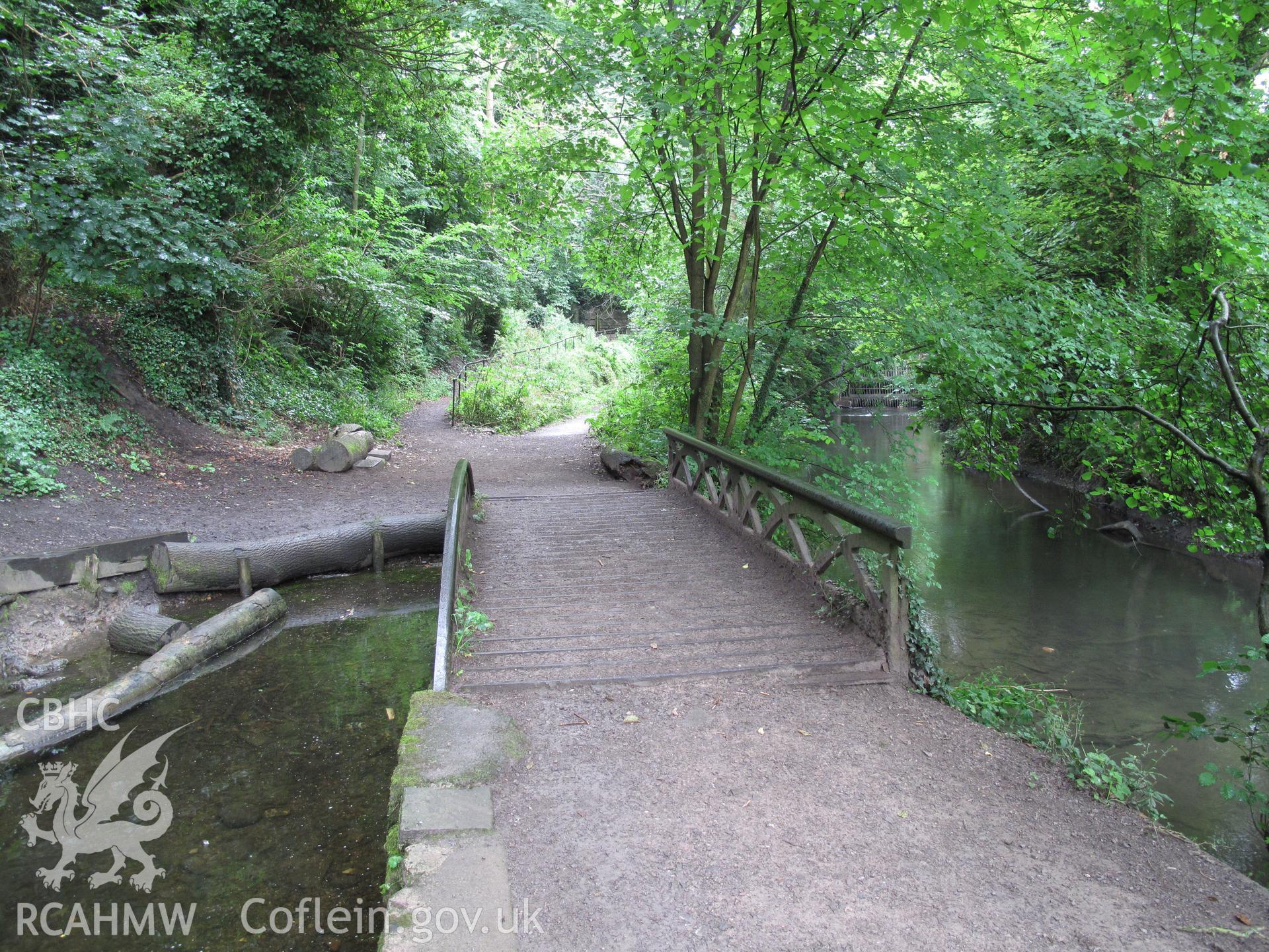 View from the north of the Glamorganshire Canal towing path bridge at Melingriffith.