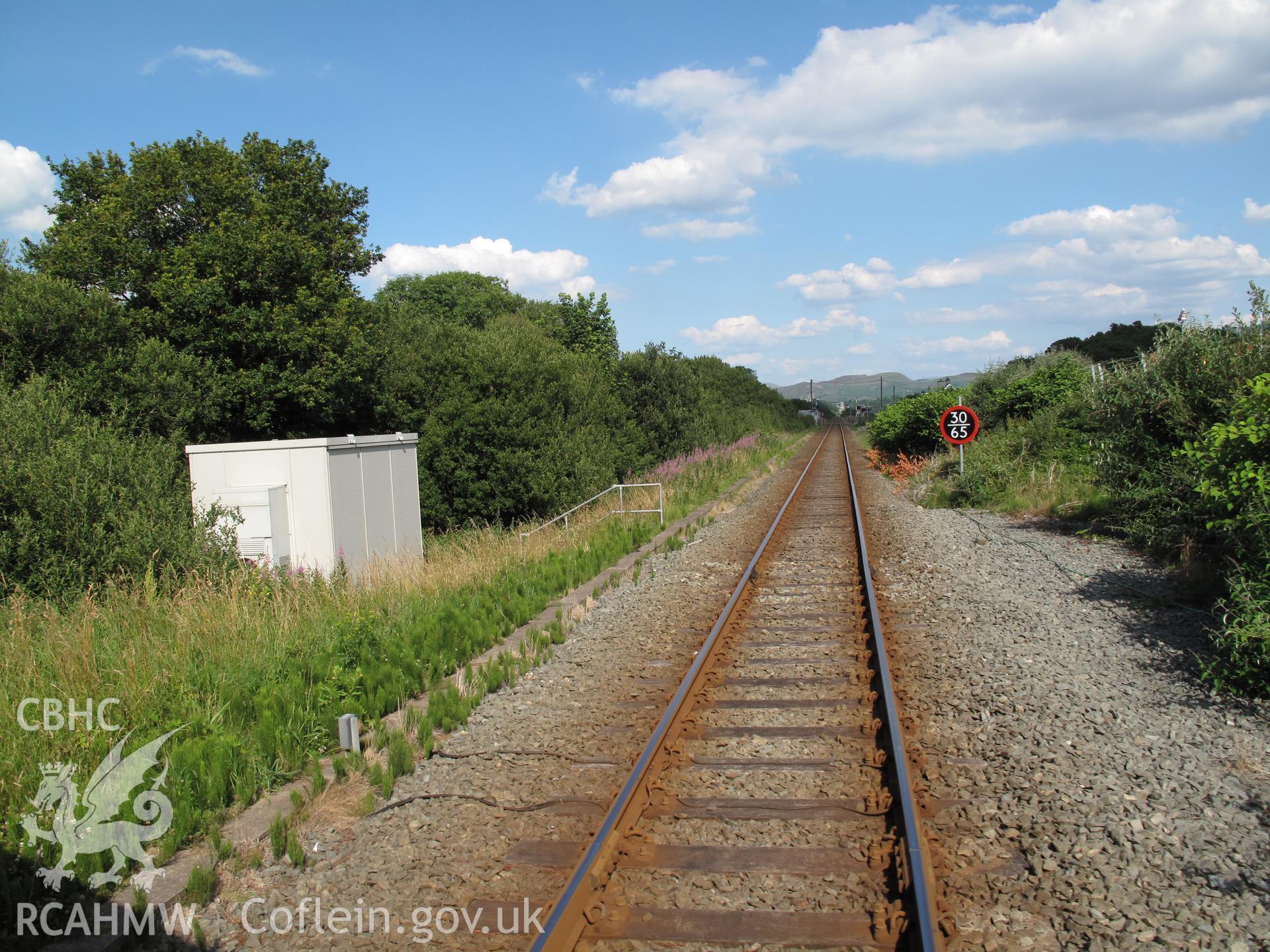 Cambrian Coast Line, from the Welsh Highland Railway crossing, looking east.