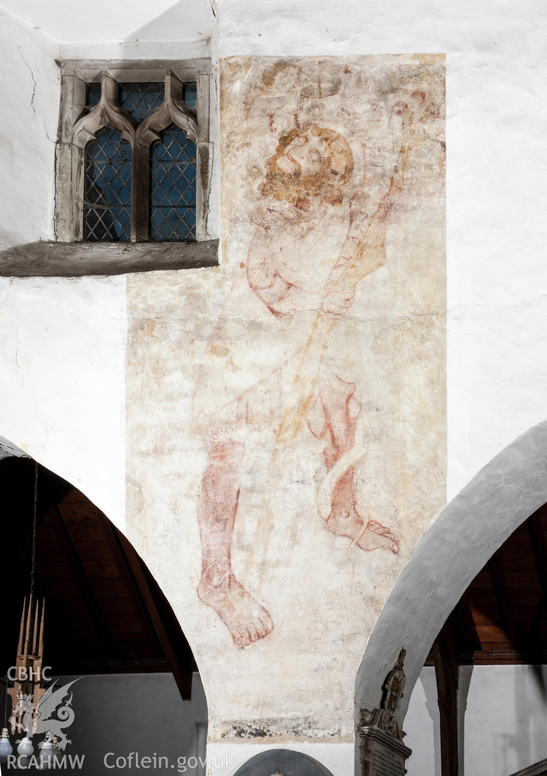 Wall painting, St Christopher ?, north wall of nave