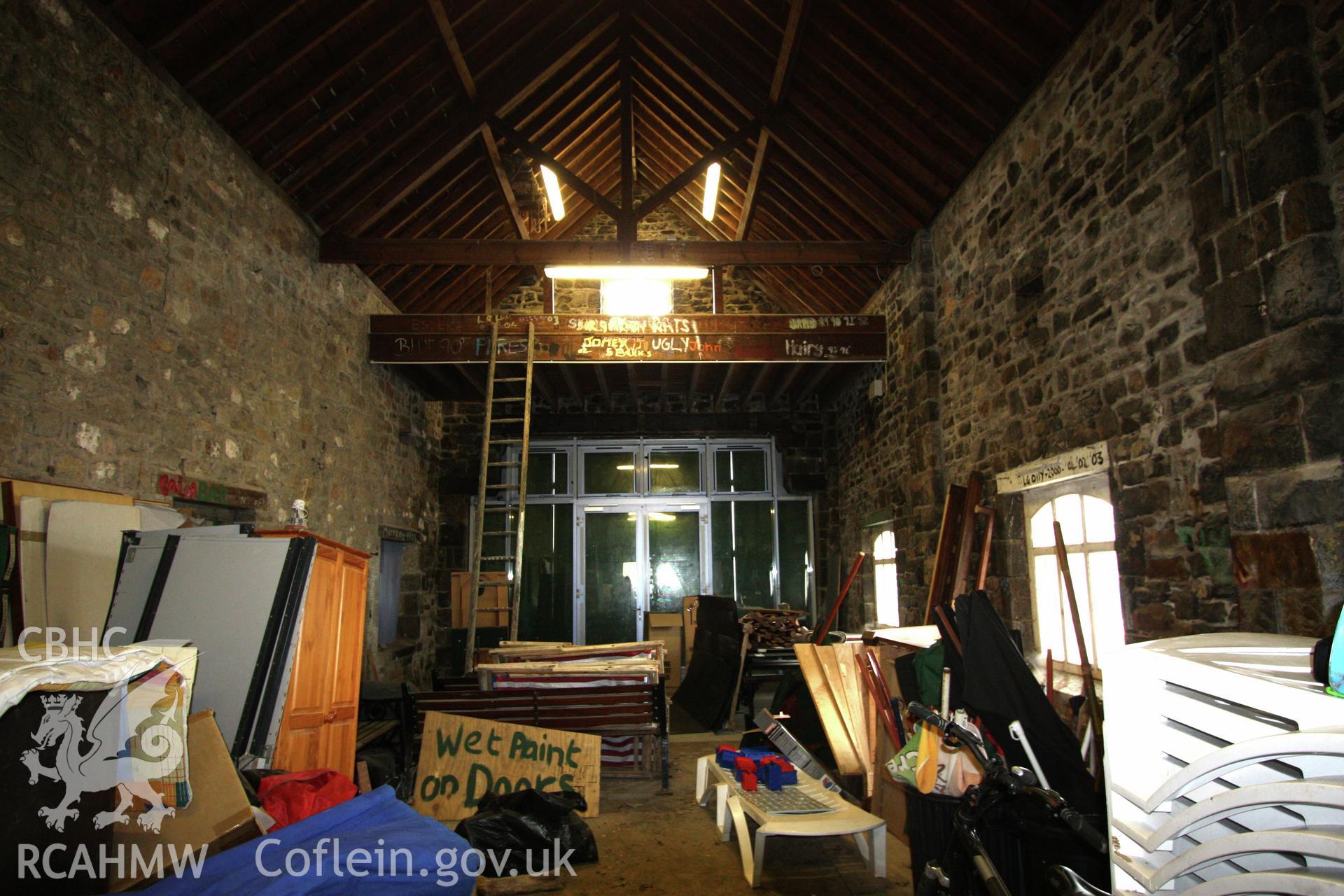 Interior of Castle Sands lifeboat station looking east