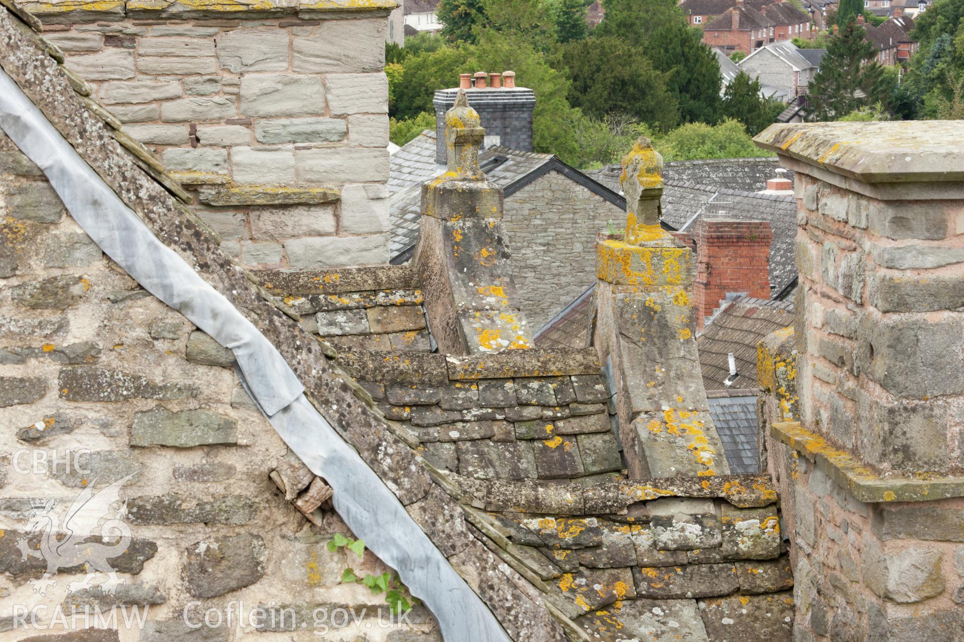 Detail of roof dormers from scaffolding on the northwest of the castle