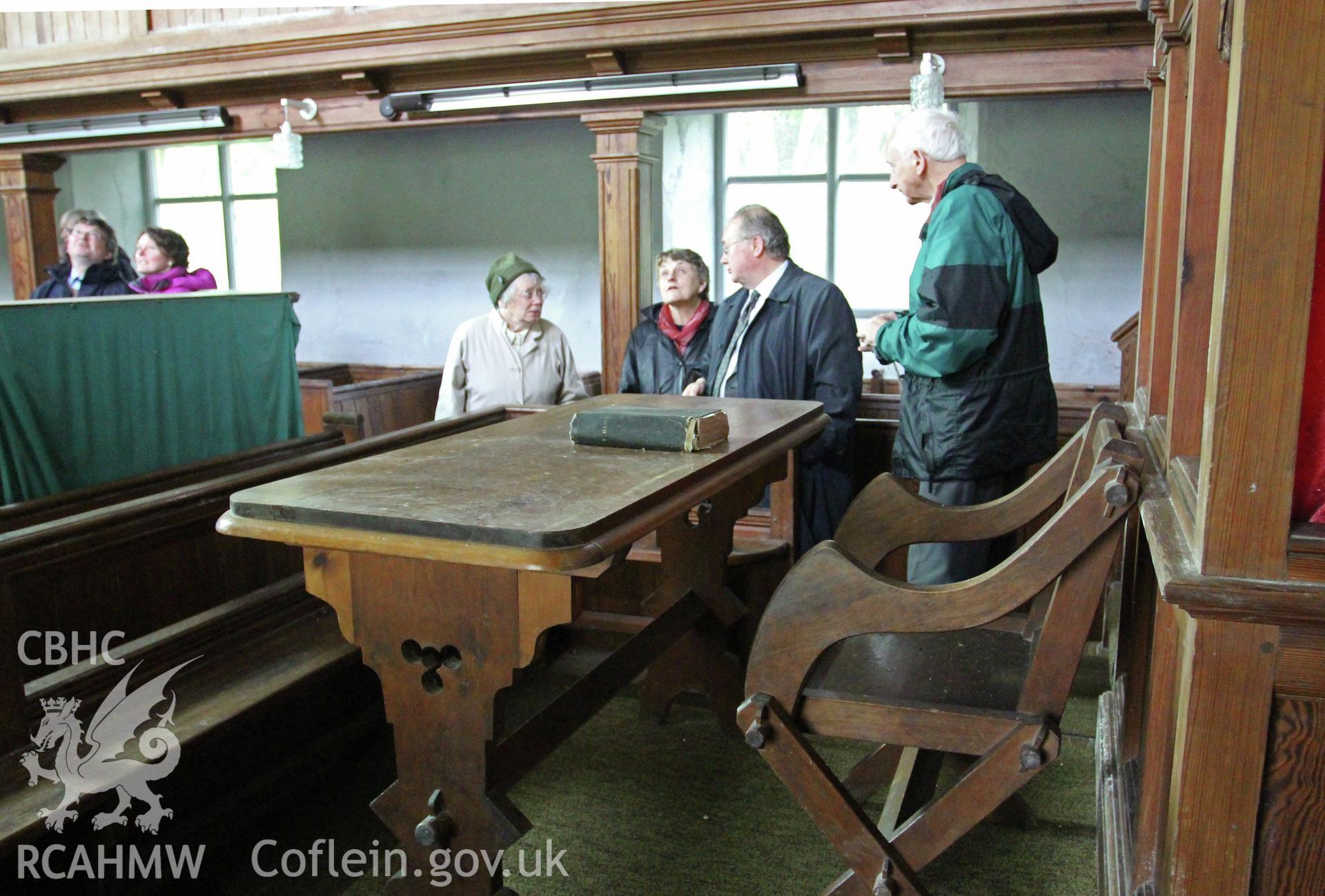 Detail of communion table in Sedd Fawr