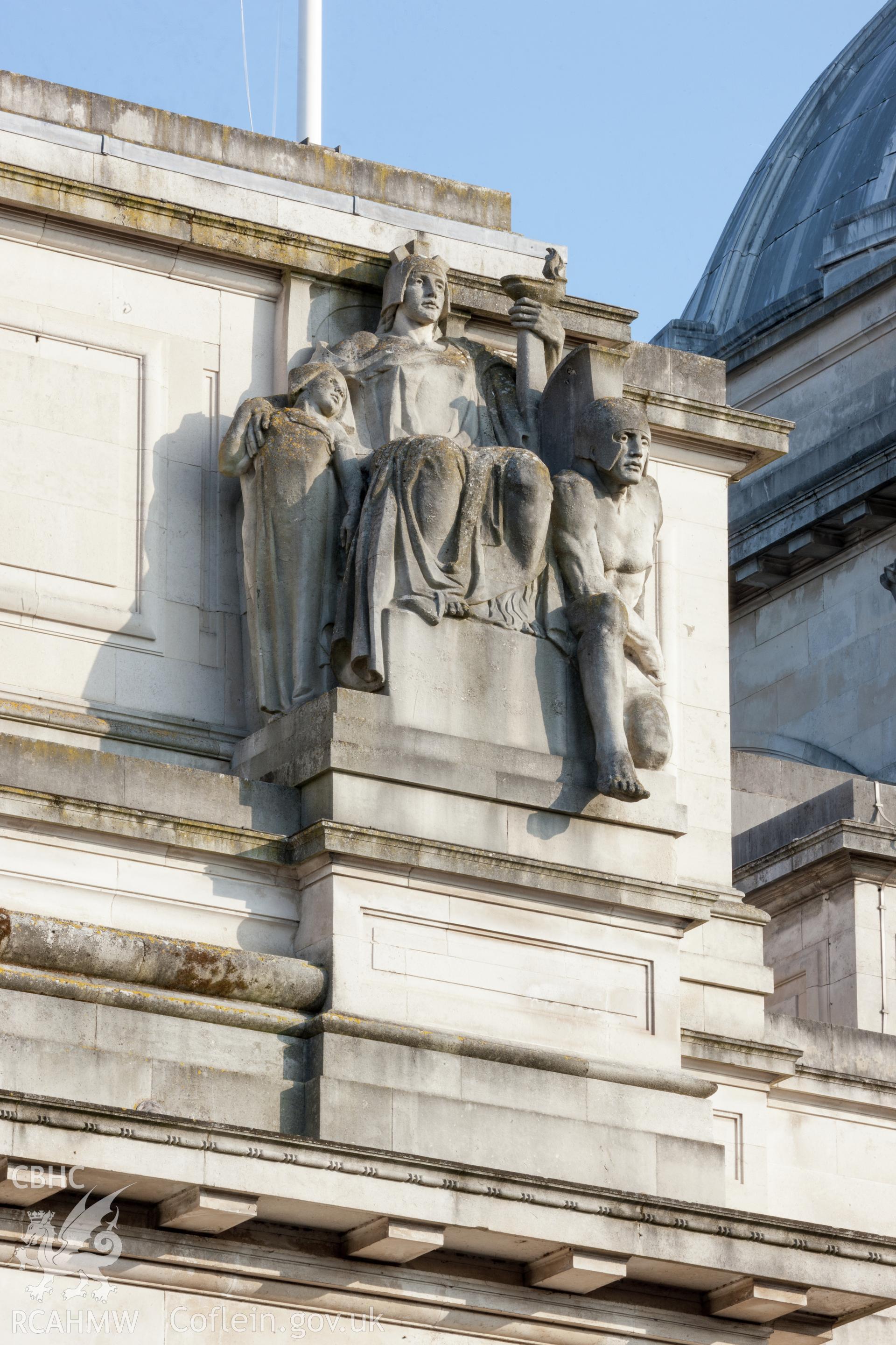 Detail of sculptures on roof, west side