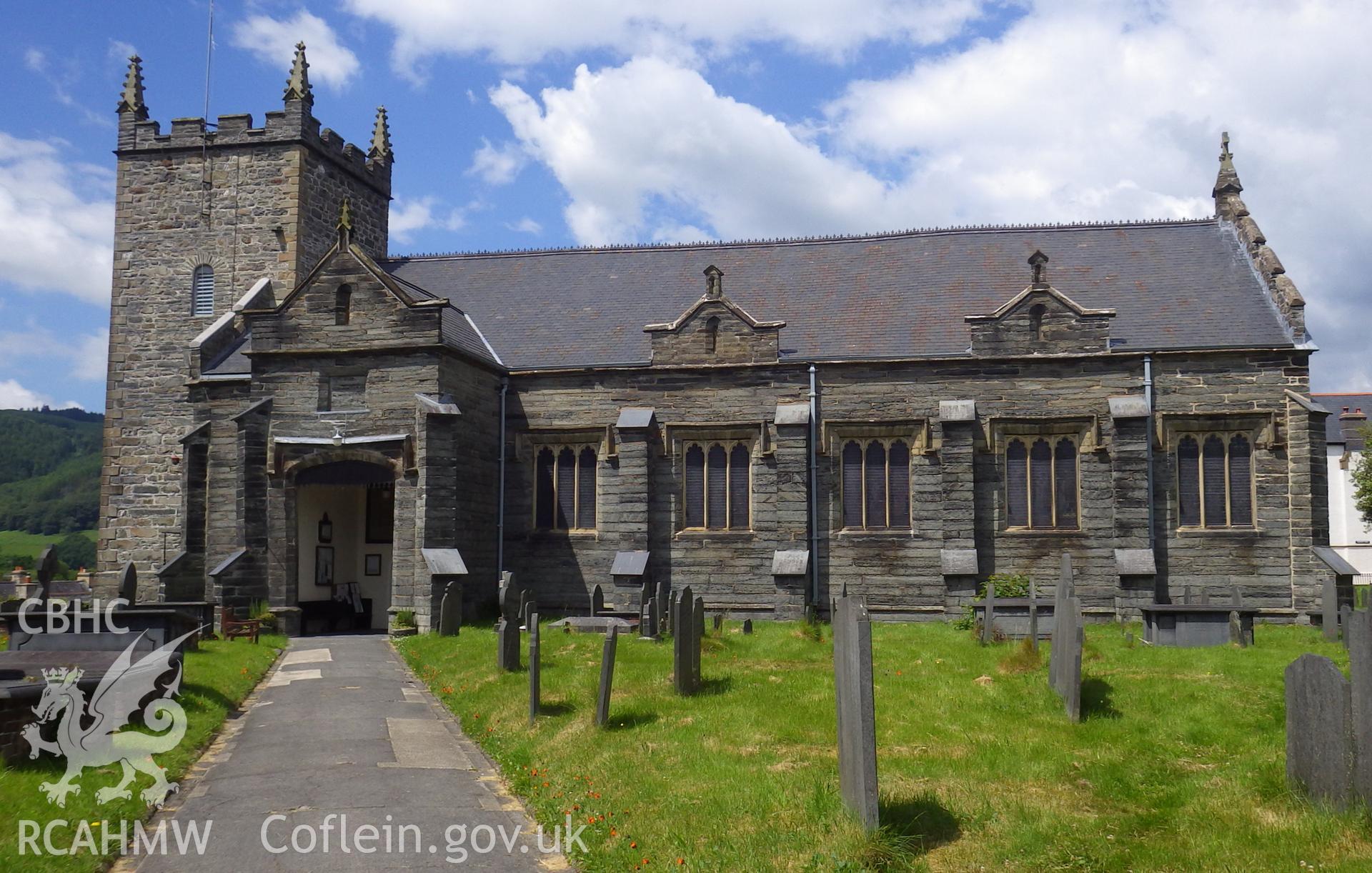 Southern facade with entrance porch at southwest corner