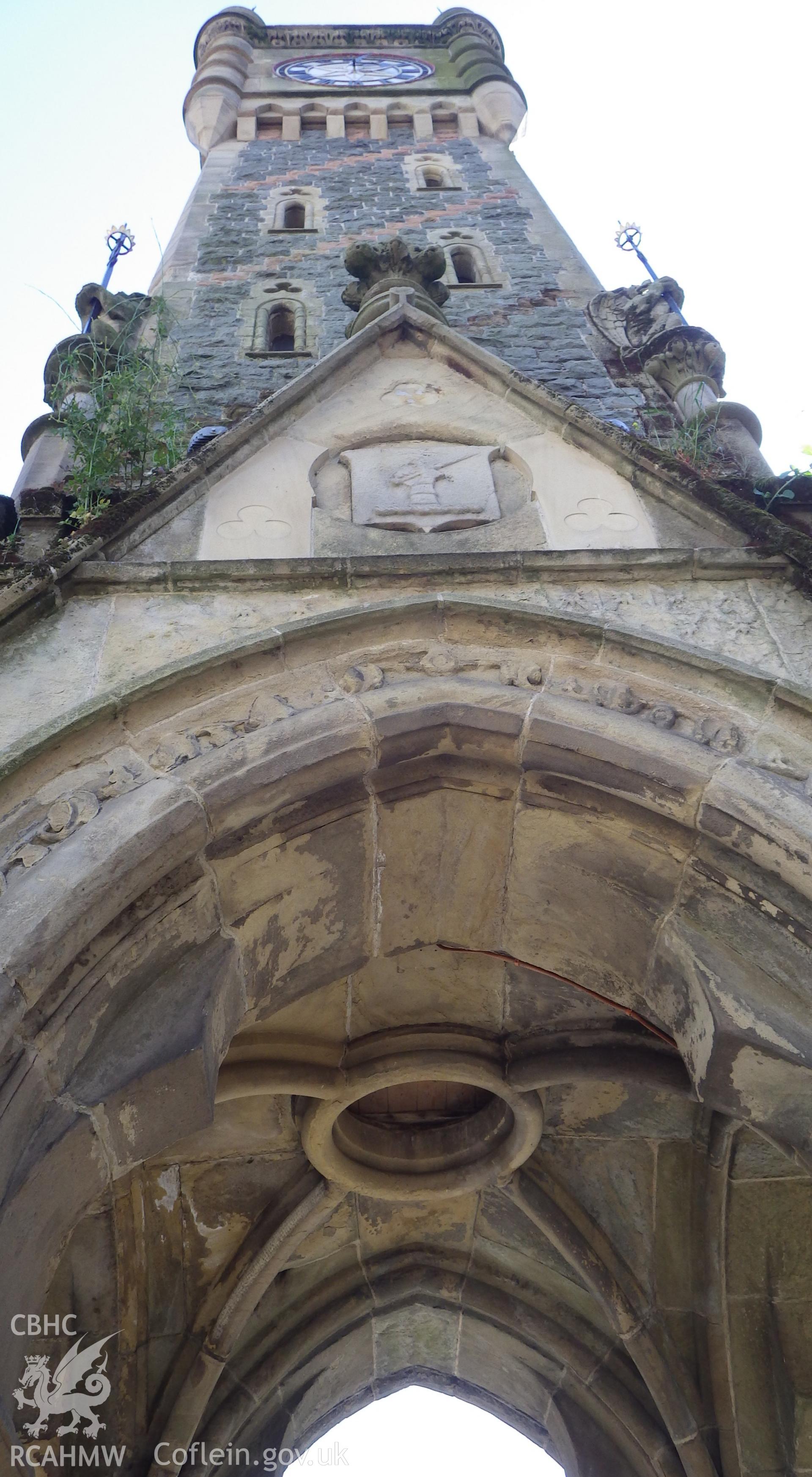 View of clock from the base, northern facade