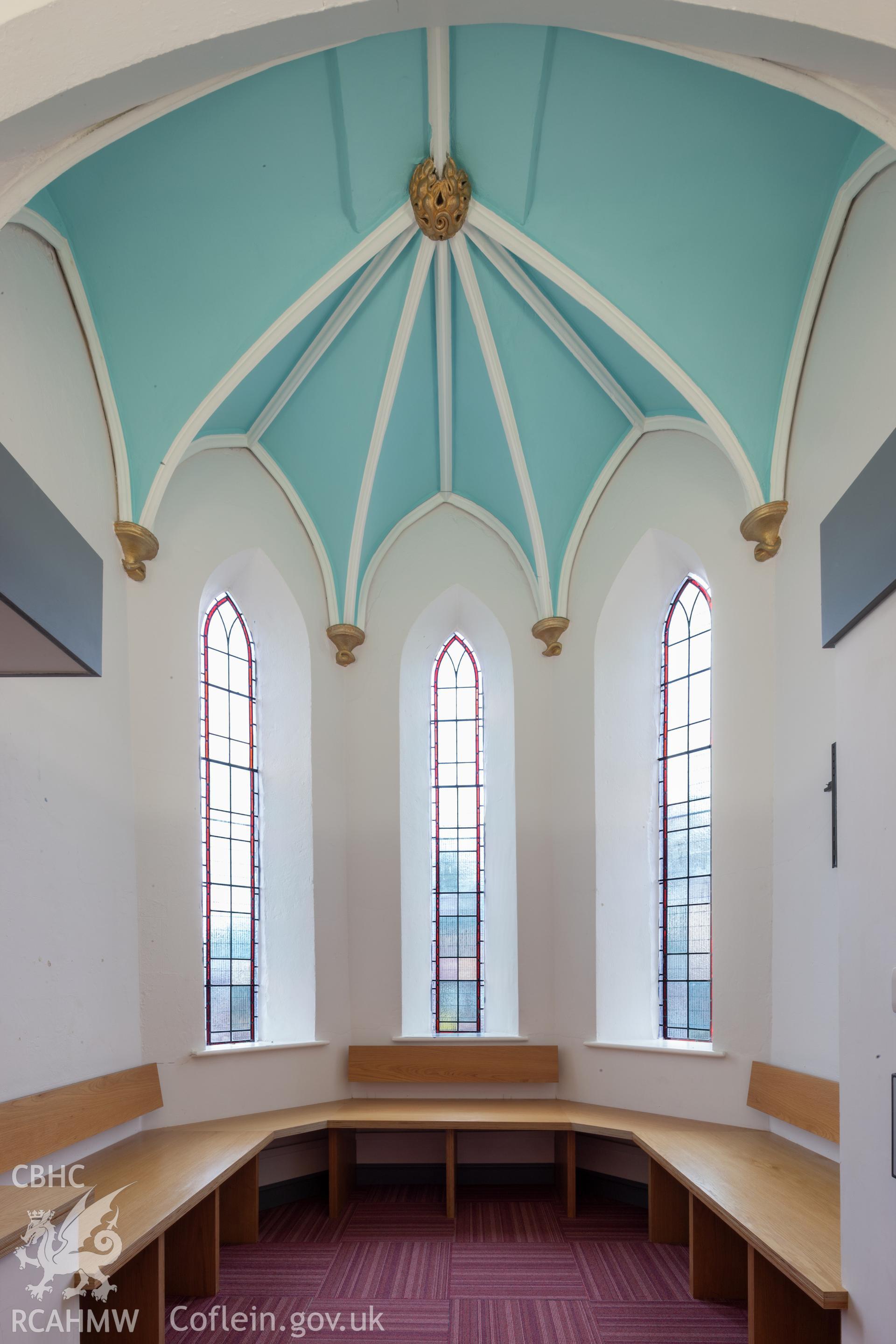 Stained glass in alcove on first floor.