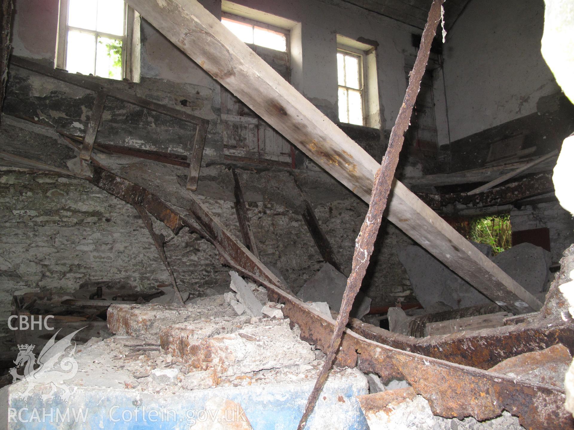 Interior view from the southwest, Pont Llanio Old Milk Factory.